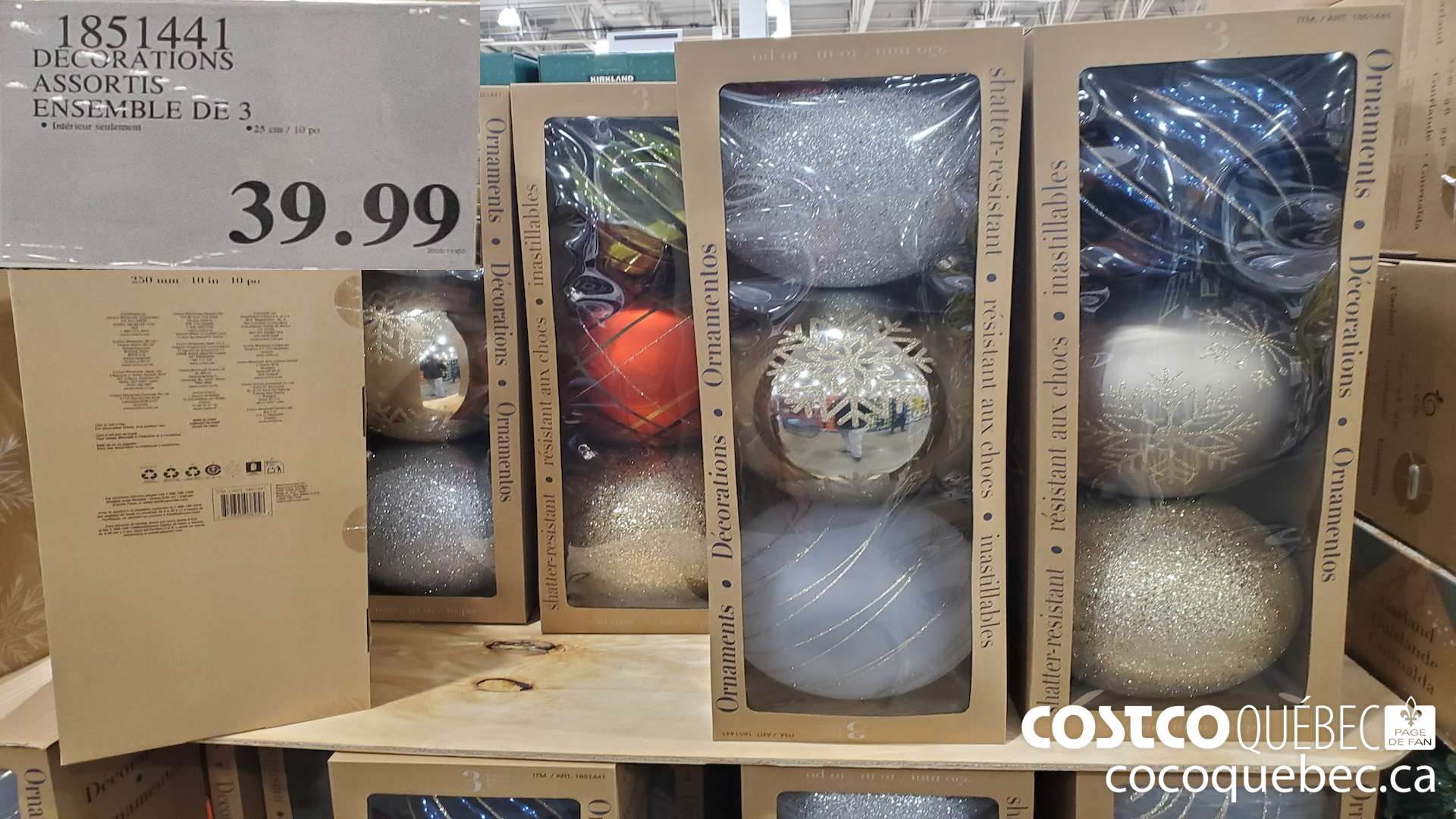 1851441 DECORATIONS ASSORTIS ENSEMBLE DE 3  $39.99