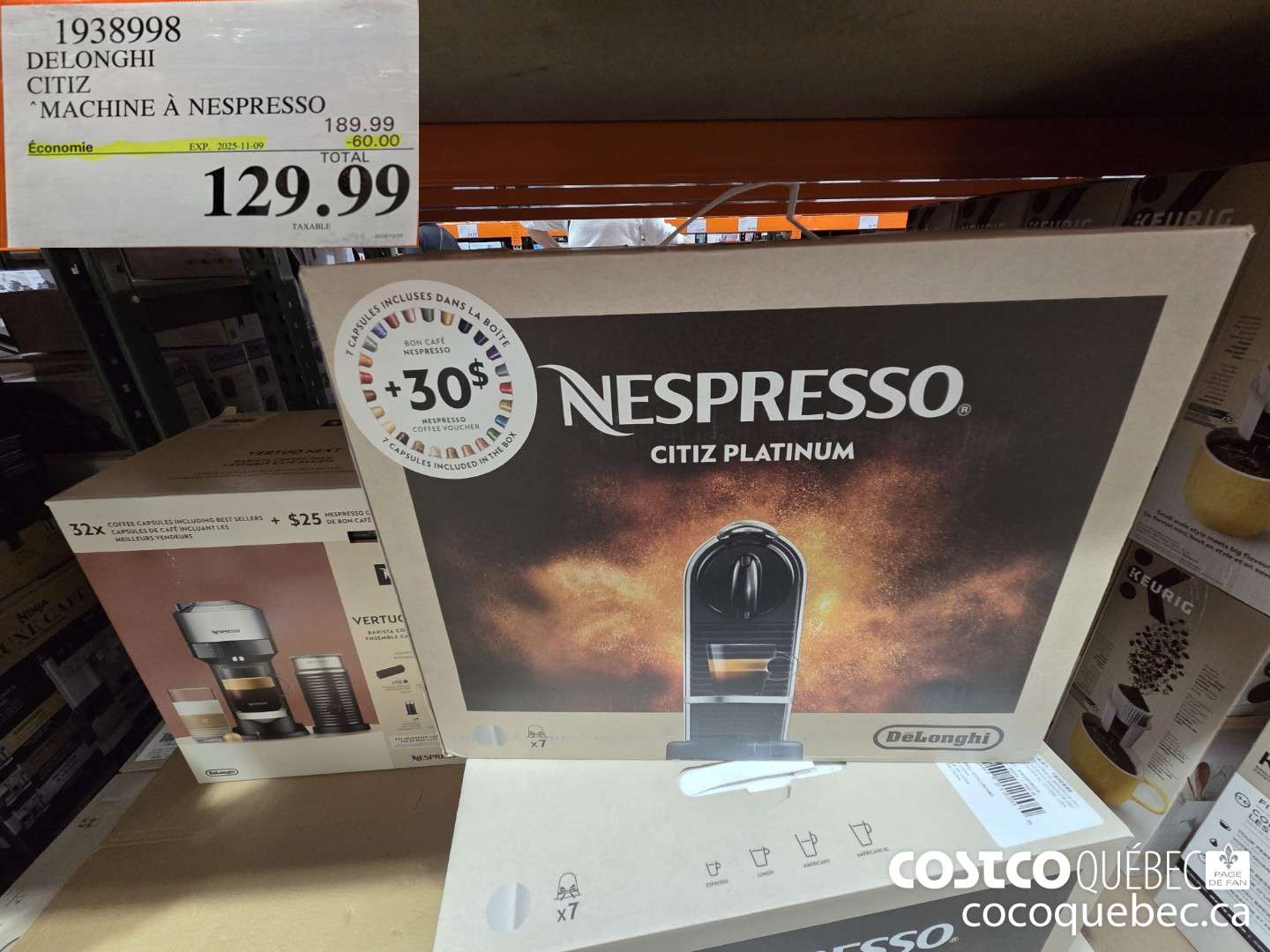 1938998 DELONGHI CITIZ MACHINE A NESPRESSO ($60.00 INSTANT SAVINGS EXPIRES ON 2025-11-09) $129.99