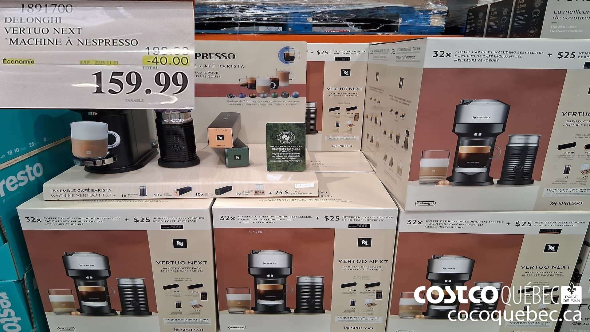 1891700 DELONGHI NESPRESSO VERTUO MACHINE A NESPRESSO  ($40.00 INSTANT SAVINGS EXPIRES ON 2025-11-23) $159.99