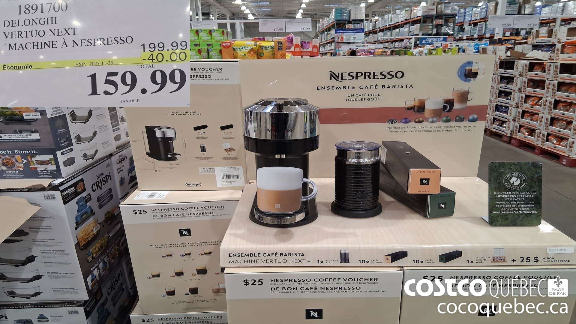 1891700 DELONGHI NESPRESSO VERTUO MACHINE A NESPRESSO  ($40.00 INSTANT SAVINGS EXPIRES ON 2025-11-23) $159.99