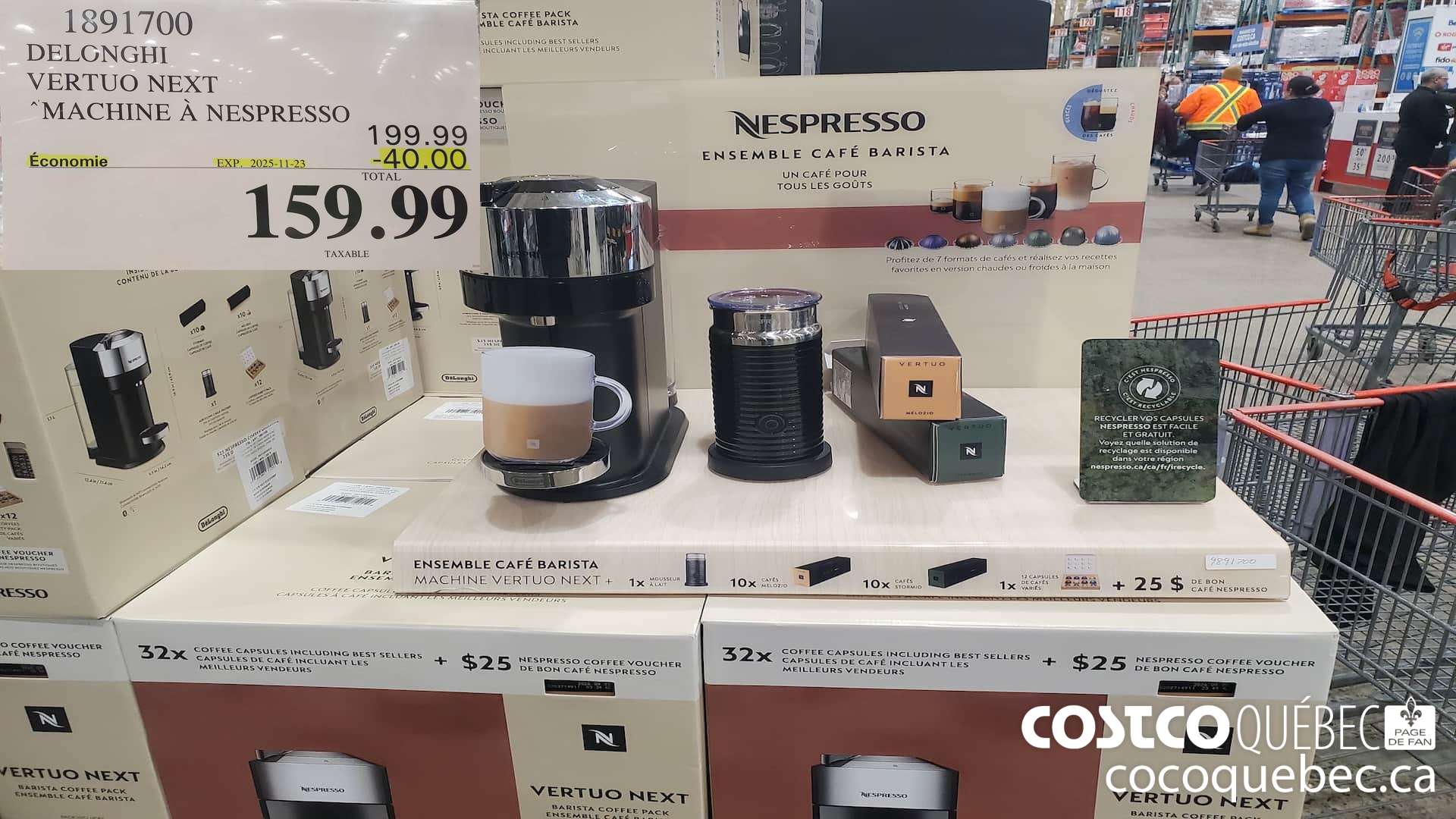 1891700 DELONGHI NESPRESSO VERTUO MACHINE A NESPRESSO  ($40.00 INSTANT SAVINGS EXPIRES ON 2025-11-23) $159.99