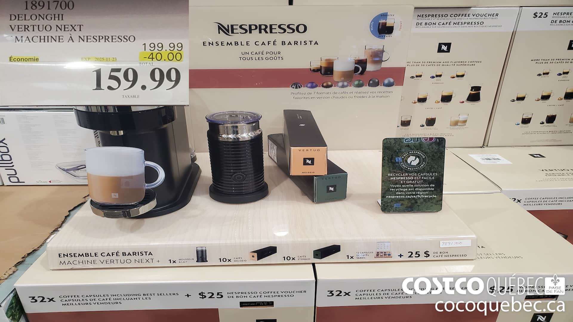 1891700 DELONGHI NESPRESSO VERTUO MACHINE A NESPRESSO  ($40.00 INSTANT SAVINGS EXPIRES ON 2025-11-23) $159.99