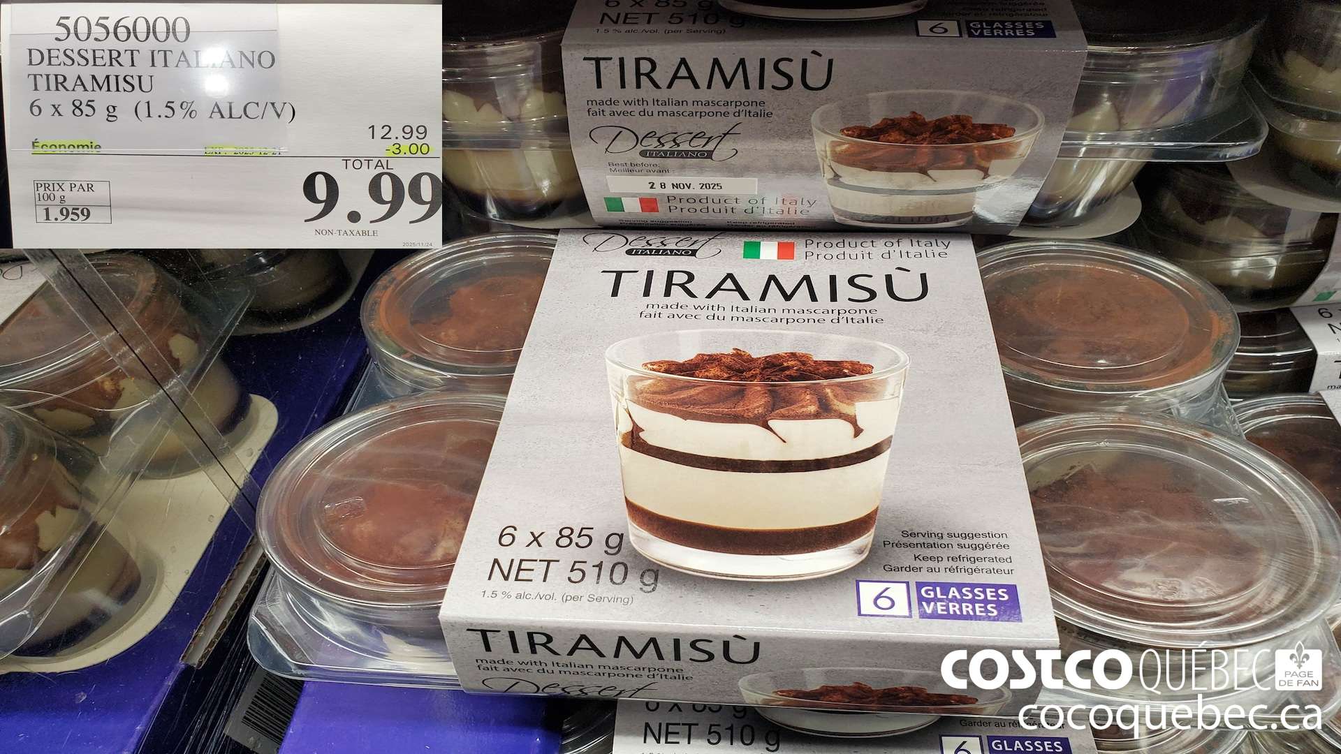5056000 DESSERT ITALIANO TIRAMISU 6x 85g ($3.00 INSTANT SAVINGS EXPIRES ON 2025-12-21) $9.99