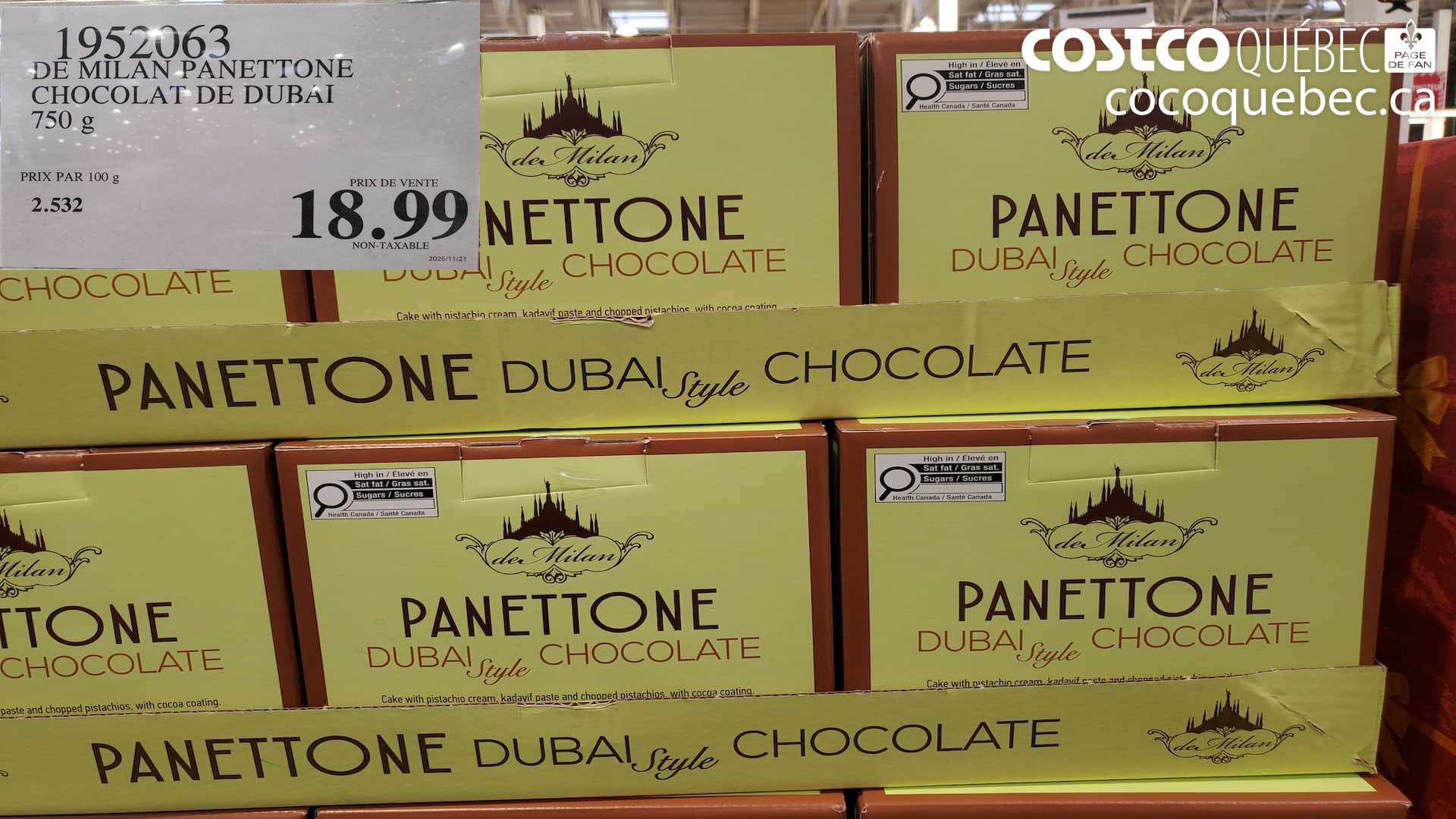 1952063 DE MILAN PANETTONE CHOCOLAT DE DUBAI $18.99