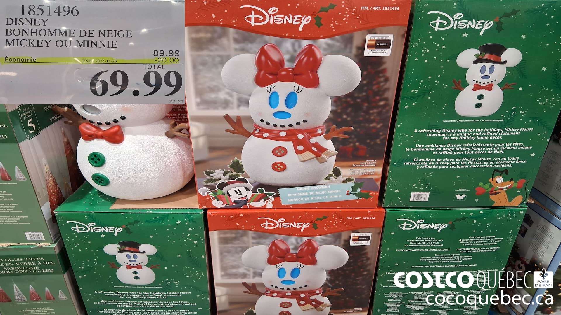 1851496 DISNEY BONHOMME DE NEIGE MICKEY OU MINNIE ($20.00 INSTANT SAVINGS EXPIRES ON 2025-11-23) $69.99