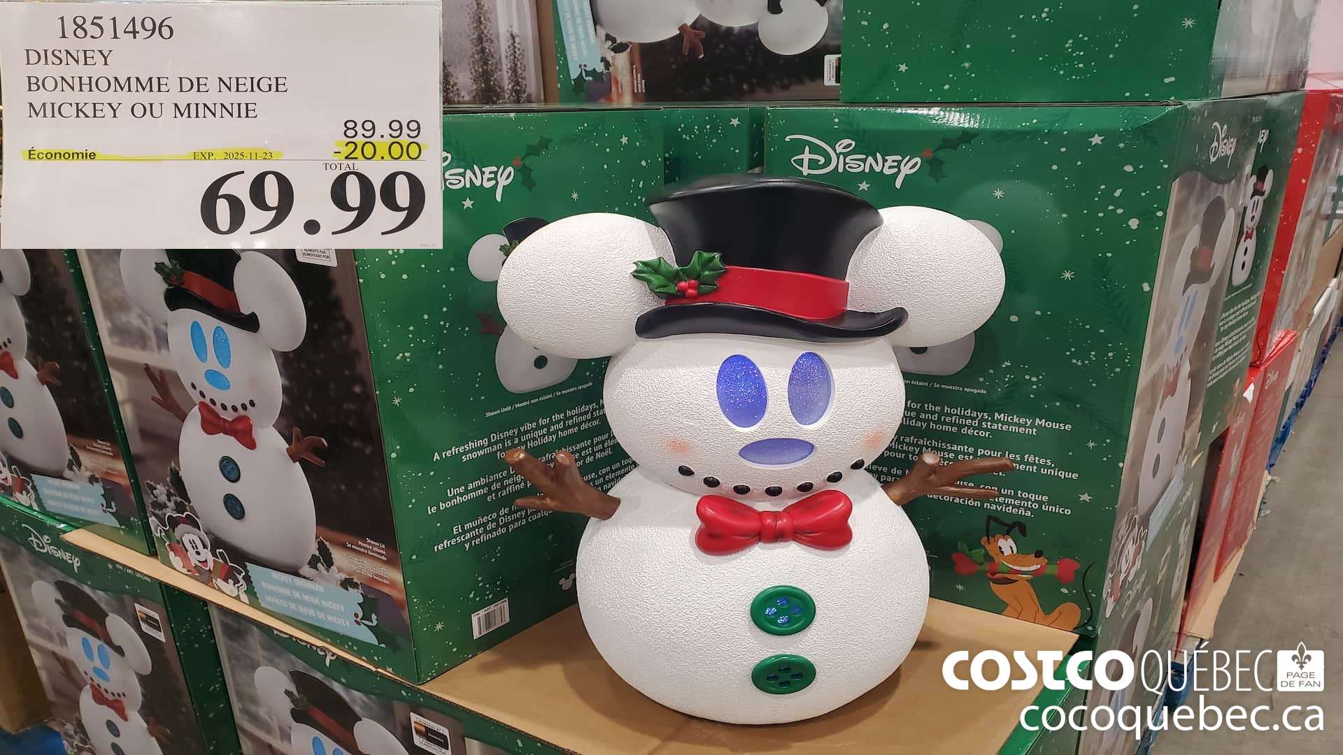 1851496 DISNEY BONHOMME DE NEIGE MICKEY OU MINNIE ($20.00 INSTANT SAVINGS EXPIRES ON 2025-11-23) $69.99