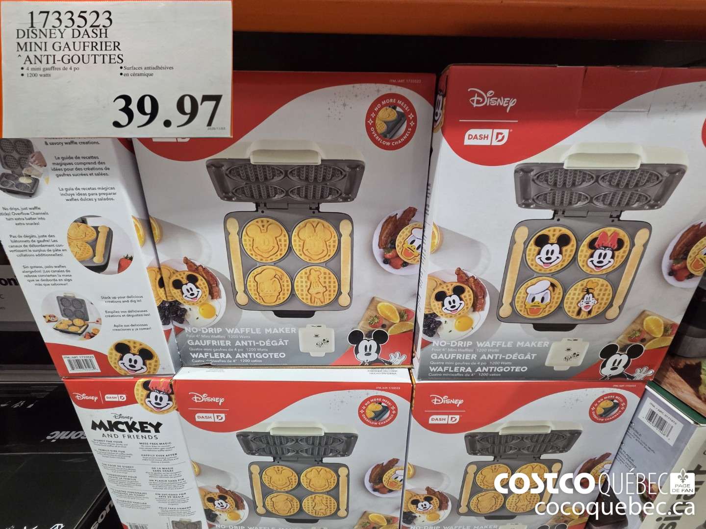 1773523 DISNEY DASH MINI GAUFRIER ANTI-GOUTTES $39.97
