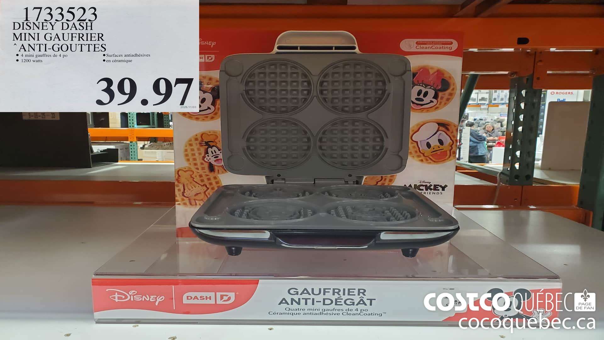 1733523 DISNEY DASH MINI GAUFRIER ANTI-GOUTTES  $39.97
