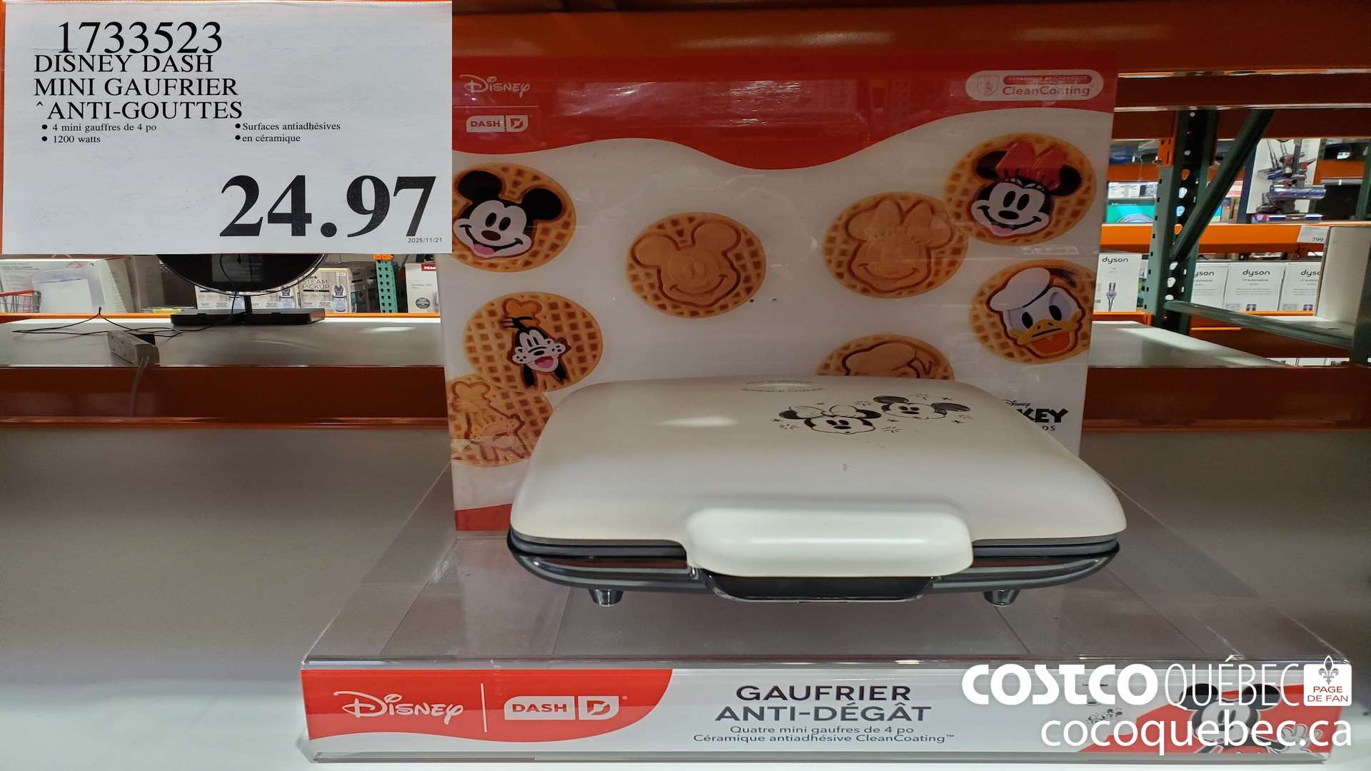 1733523 DISNEY DASH MINI GAUFRIER ANTI-GOUTTES  $24.97