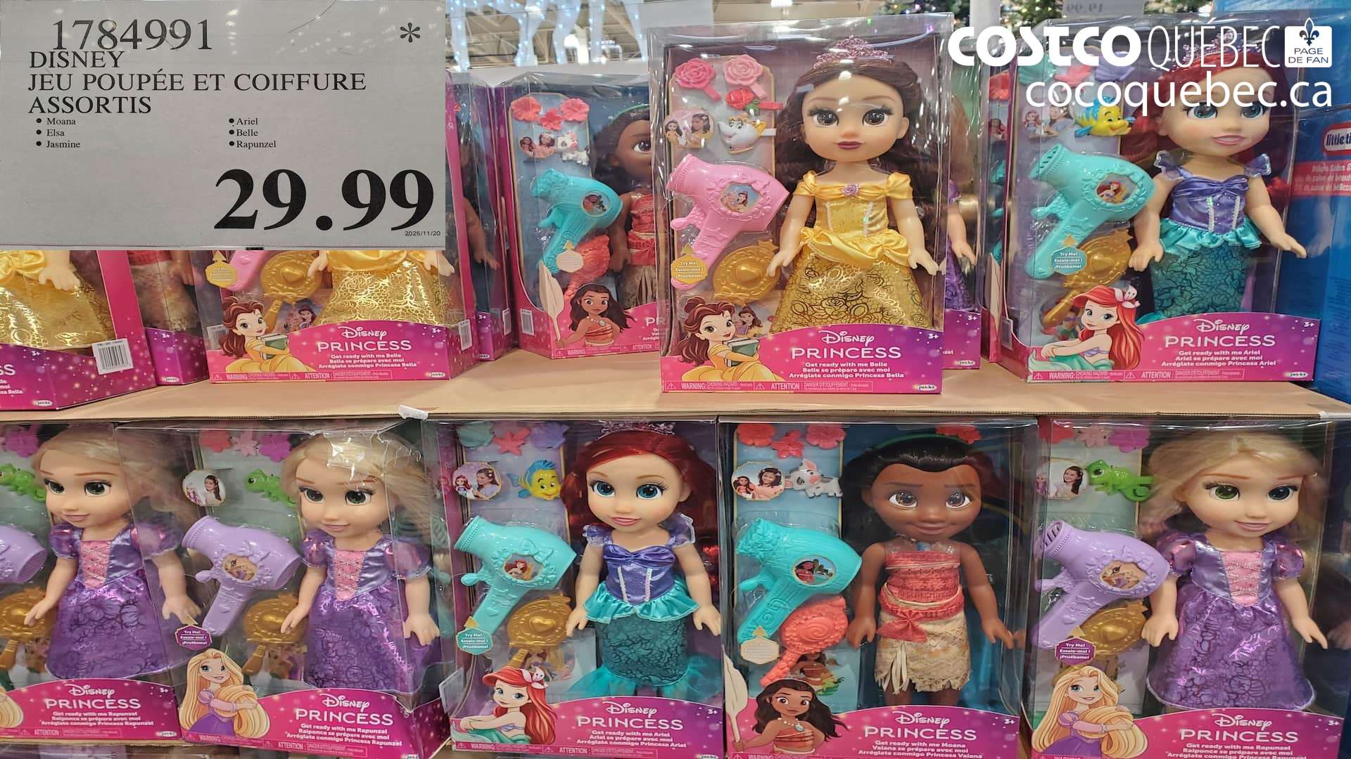 1784991 DISNEY JEU POUPEE ET COIFFURE ASSORTIS  $29.99