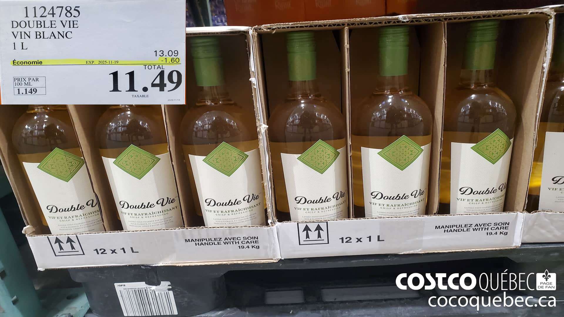 1124785 DOUBLE VIE VIN BLANC  ($1.60 INSTANT SAVINGS EXPIRES ON 2025-11-19) $11.49