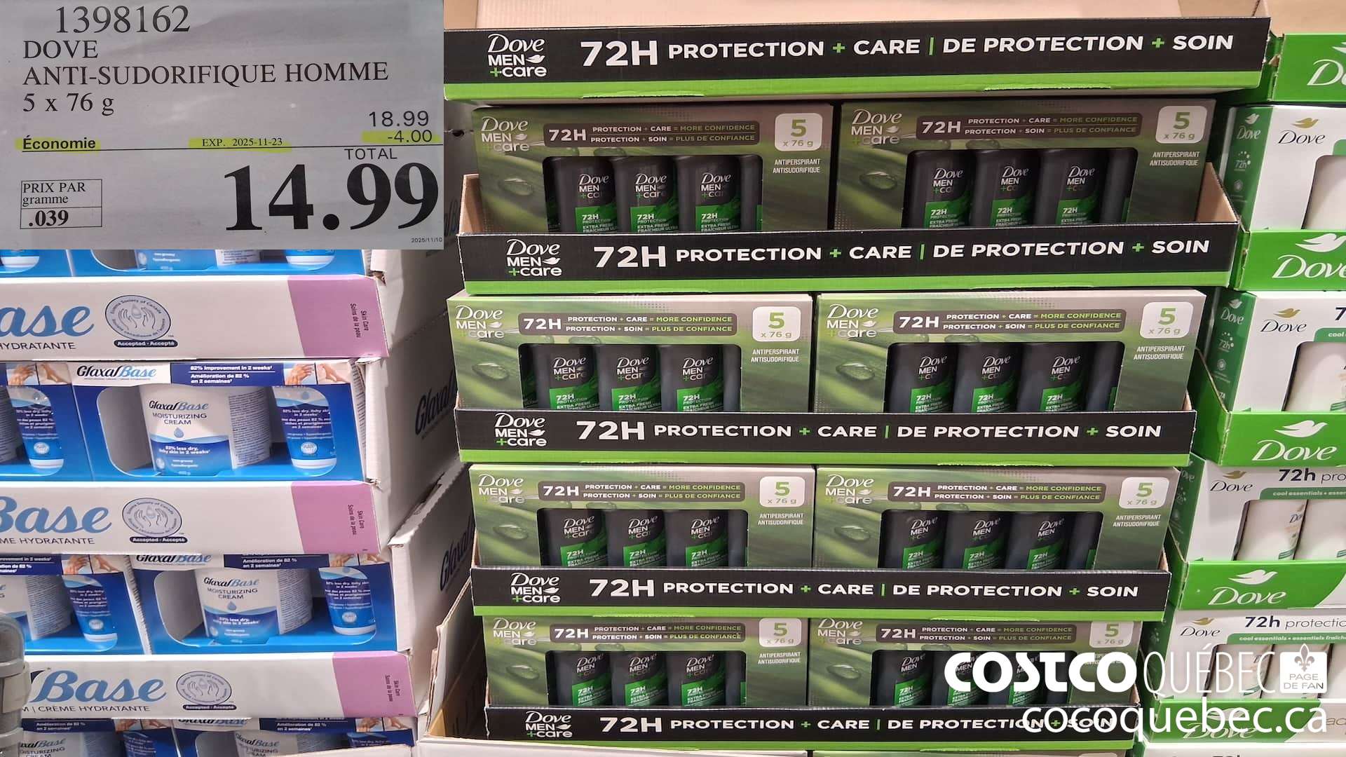 1398162 DOVE ANTI-SUDORIFIQUE HOMME 5x76g ($4.00 INSTANT SAVINGS EXPIRES ON 2025-11-23) $14.99