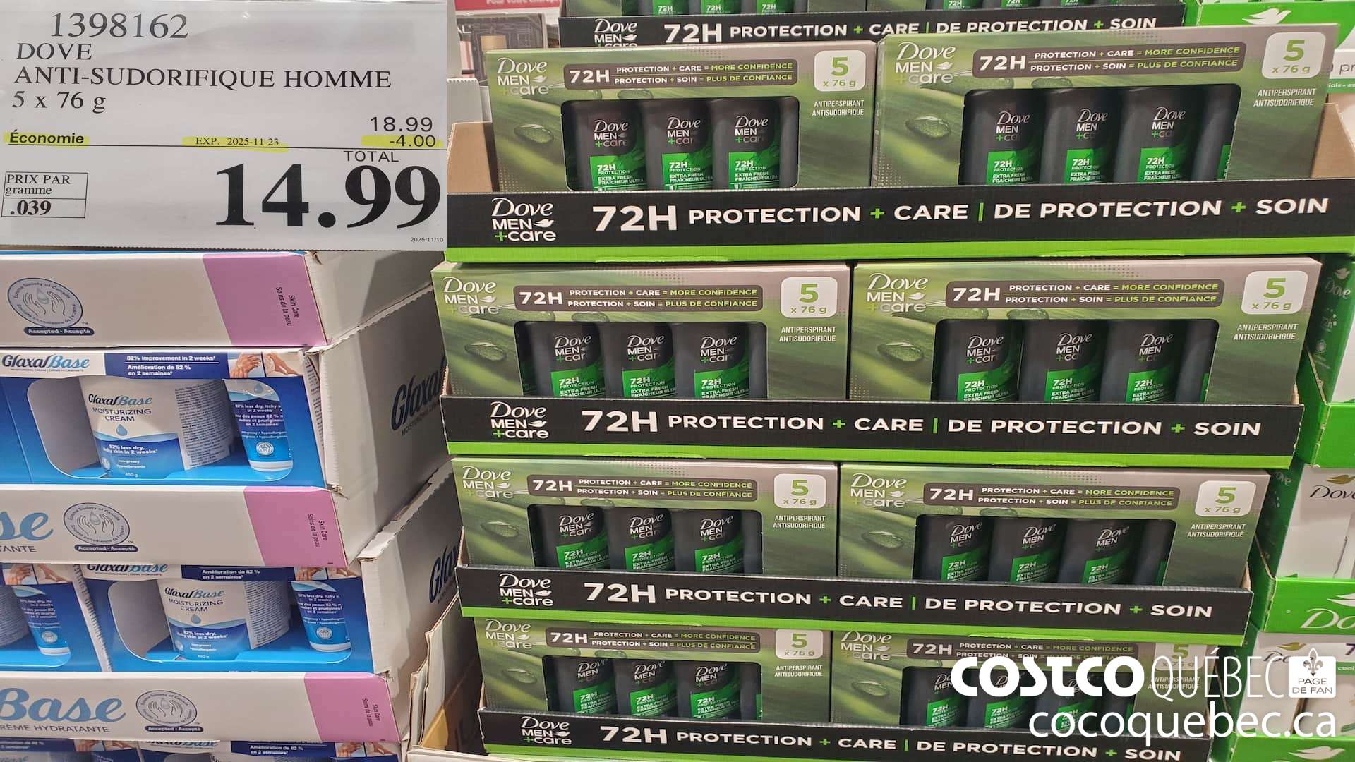 1398162 DOVE ANTI-SUDORIFIQUE HOMME 5x76g ($4.00 INSTANT SAVINGS EXPIRES ON 2025-11-23) $14.99