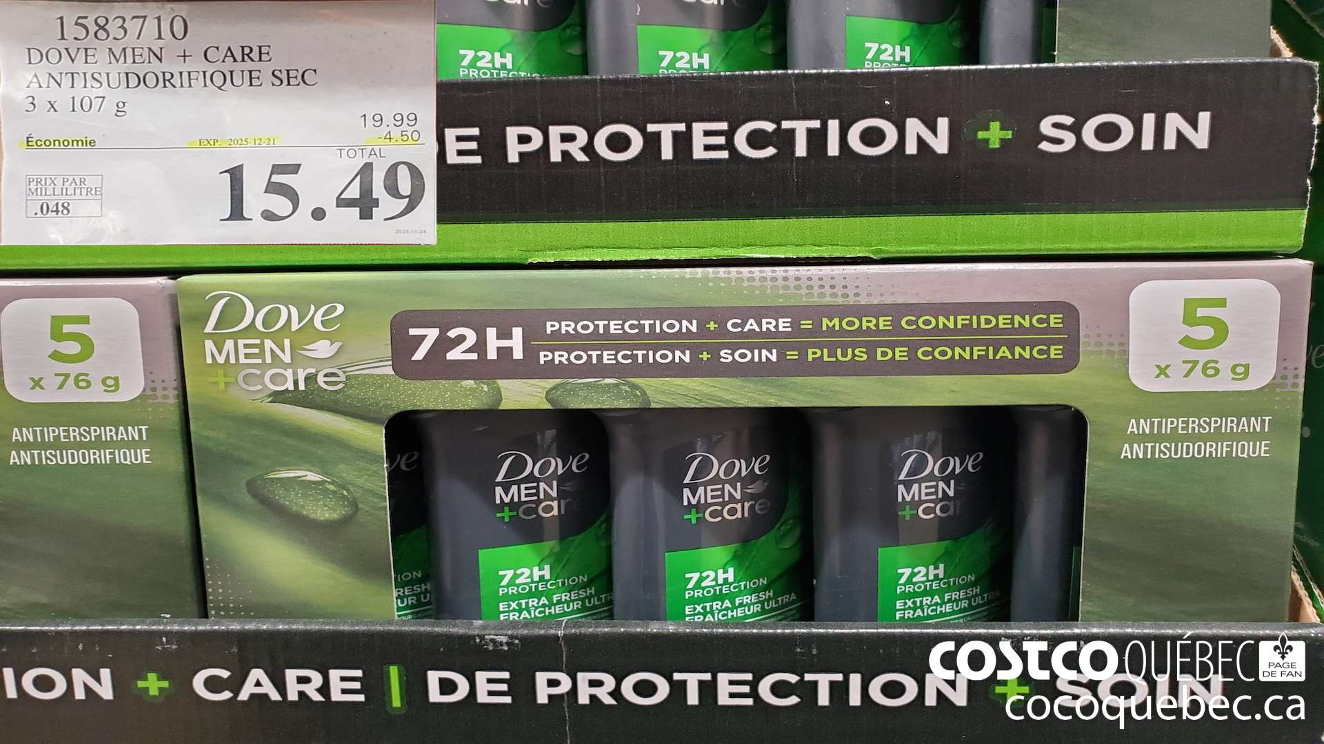 1583710 DOVE MEN + CARE ANTISUUORIFIQUE SEC 3 x 107 G  ($4.50 INSTANT SAVINGS EXPIRES ON 2025-12-21) $15.49
