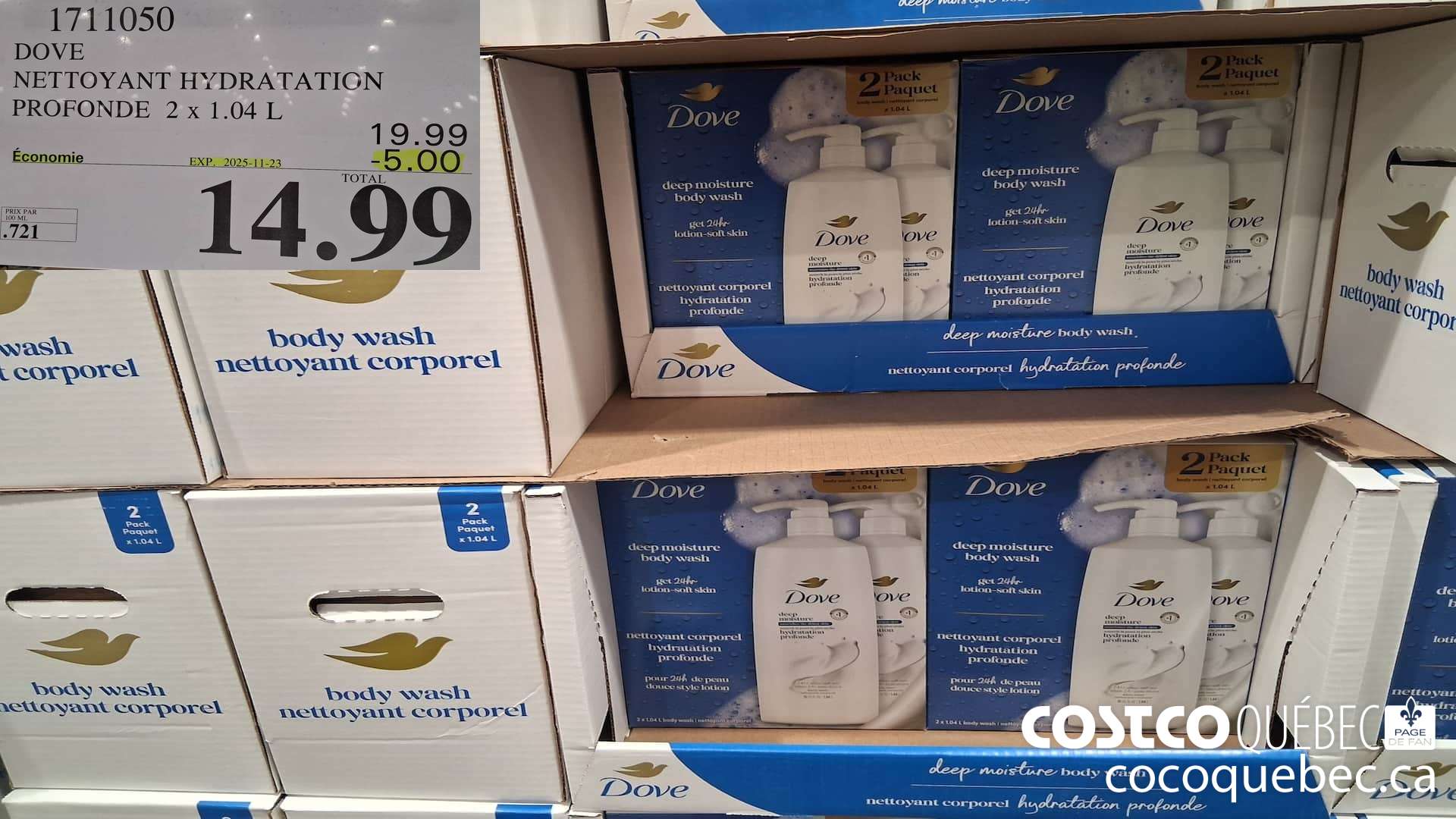 1711050 DOVE NETTOYANT HYDRATION PROFONDE 2 X 1.04L ($5.00 INSTANT SAVINGS EXPIRES ON 2025-11-23) $14.99