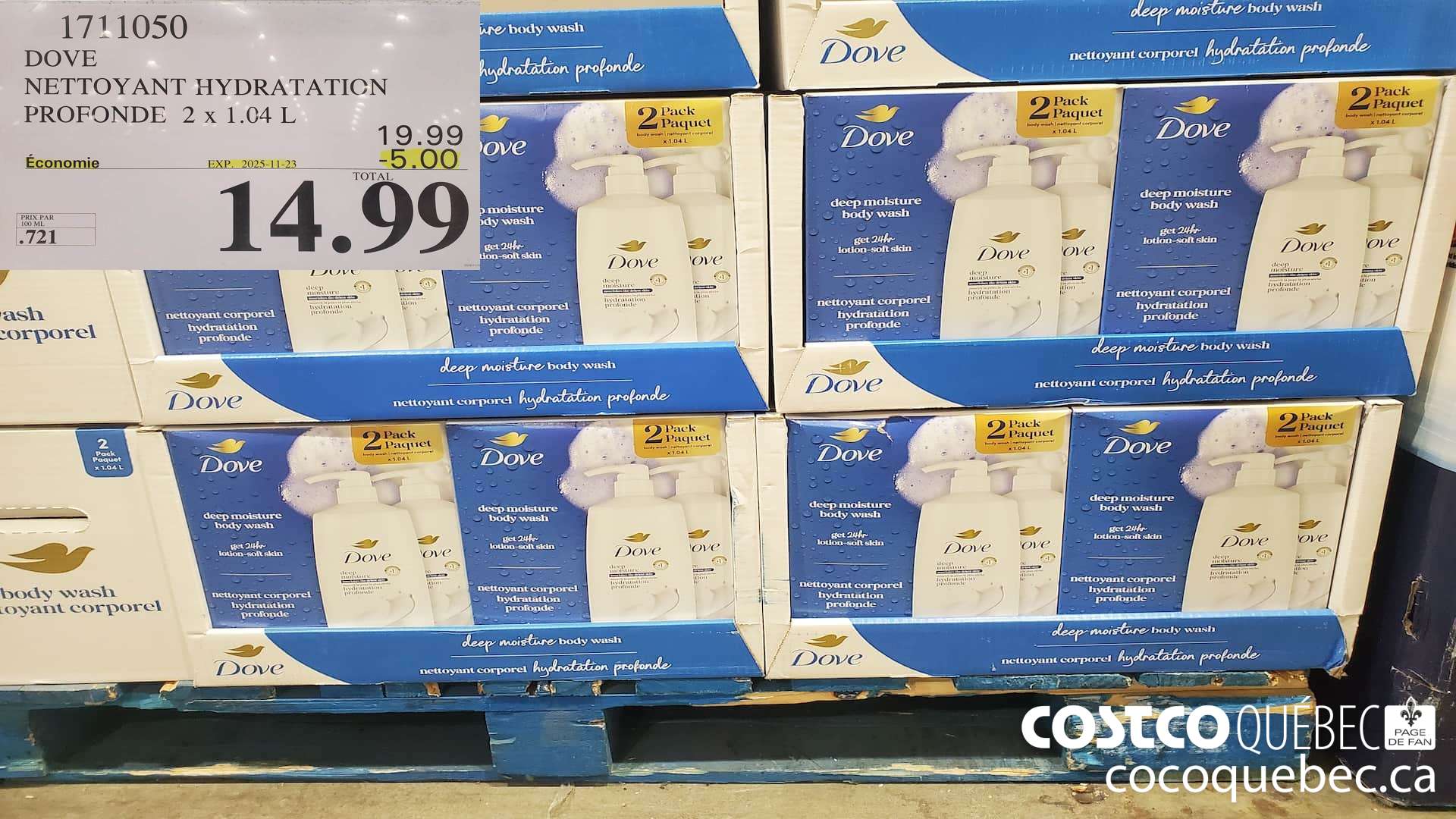 1711050 DOVE NETTOYANT HYDRATION PROFONDE 2 X 1.04L ($5.00 INSTANT SAVINGS EXPIRES ON 2025-11-23) $14.99