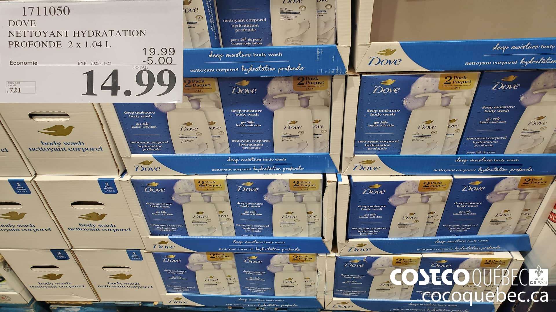 1711050 DOVE NETTOYANT HYDRATION PROFONDE 2 X 1.04L ($5.00 INSTANT SAVINGS EXPIRES ON 2025-11-23) $14.99