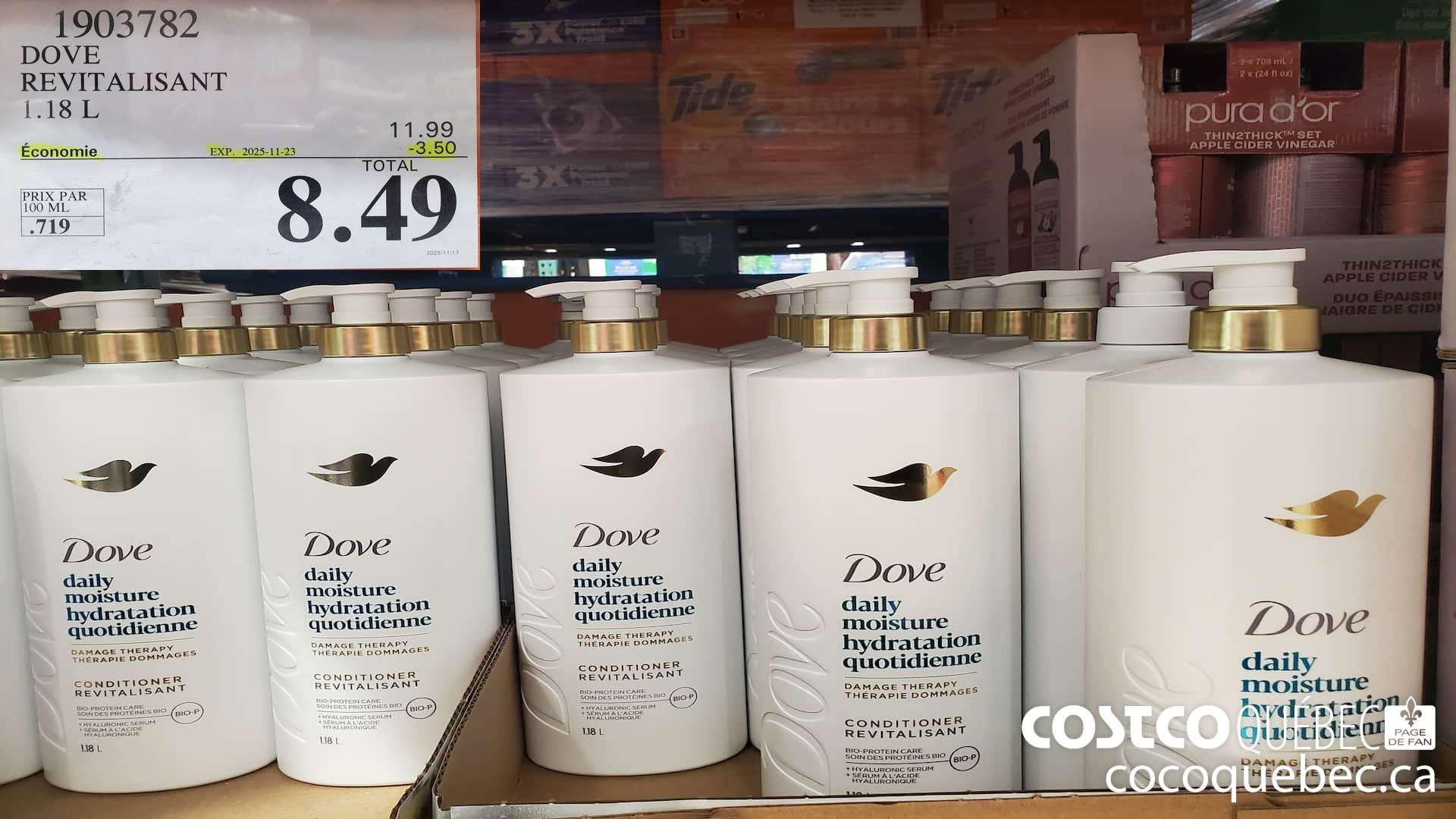 1903782 DOVE REVITALISANT 1.18 L PRIX PAR 100 ML  ($3.50 INSTANT SAVINGS EXPIRES ON 2025-11-23) $8.49