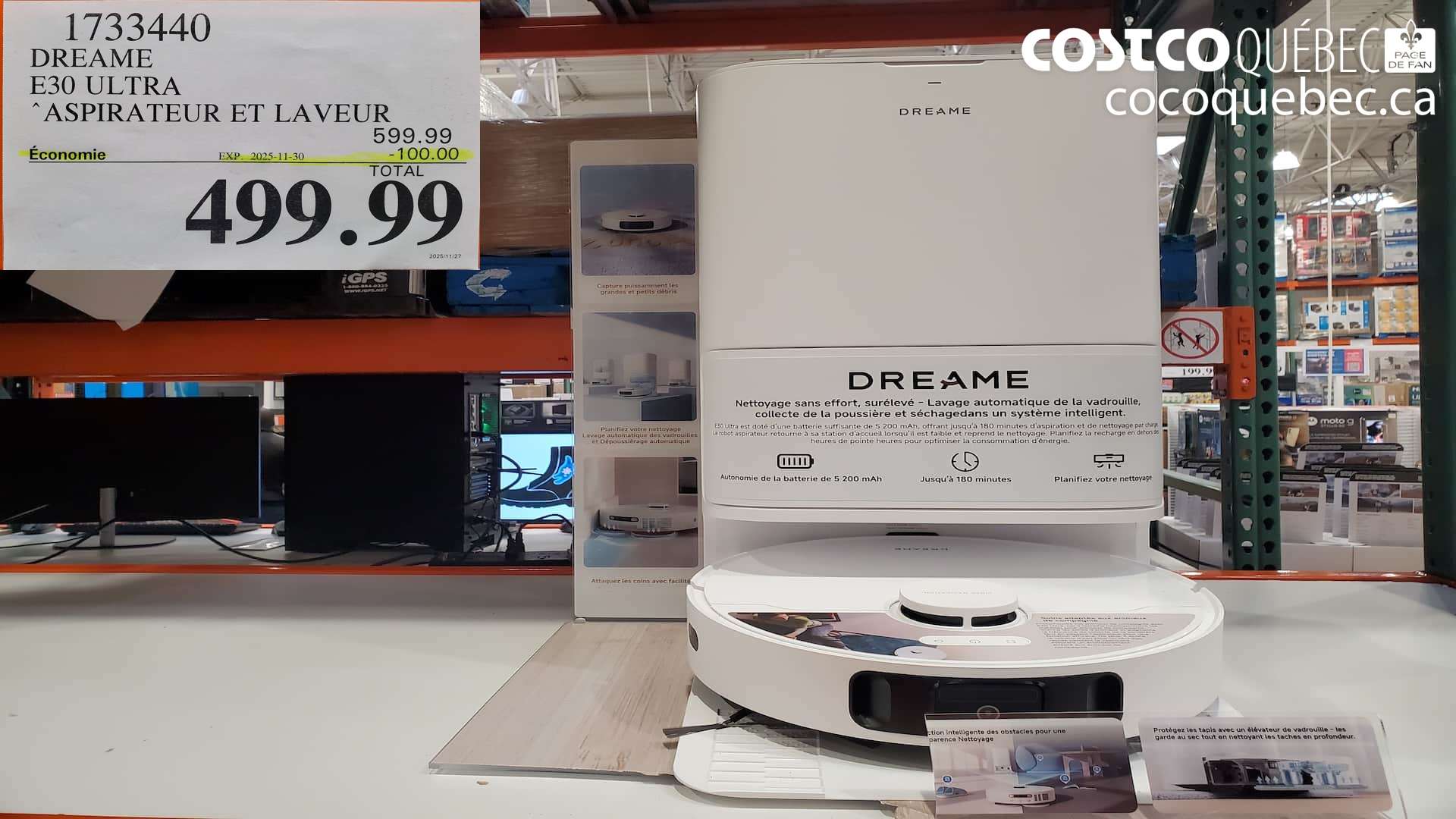 1733440 DREAME E30 ULTRA ASPIRATEUR ET LAVEUR  ($100.00 INSTANT SAVINGS EXPIRES ON 2025-11-30) $499.99