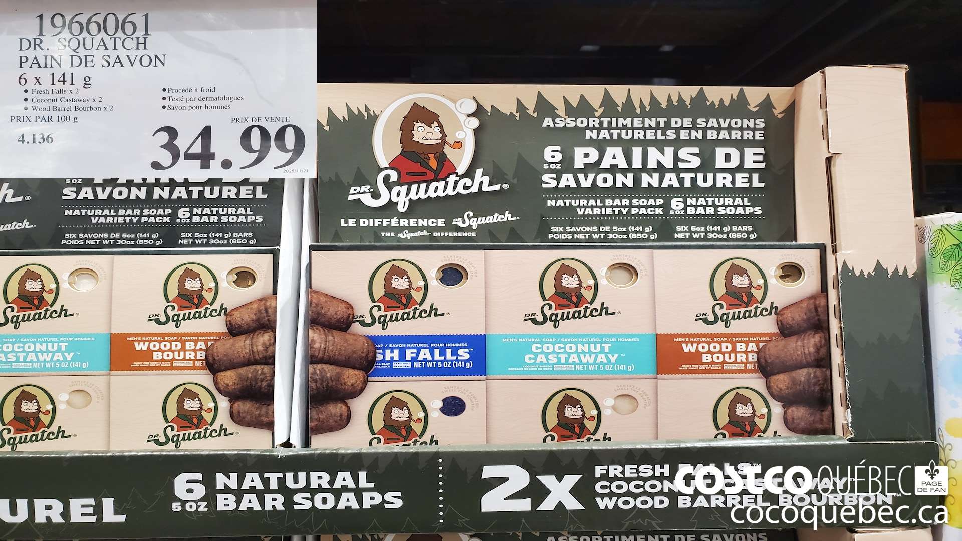 1966061 DR. SQUATCH PAIN DE SAVON 6x 141 g $34.99