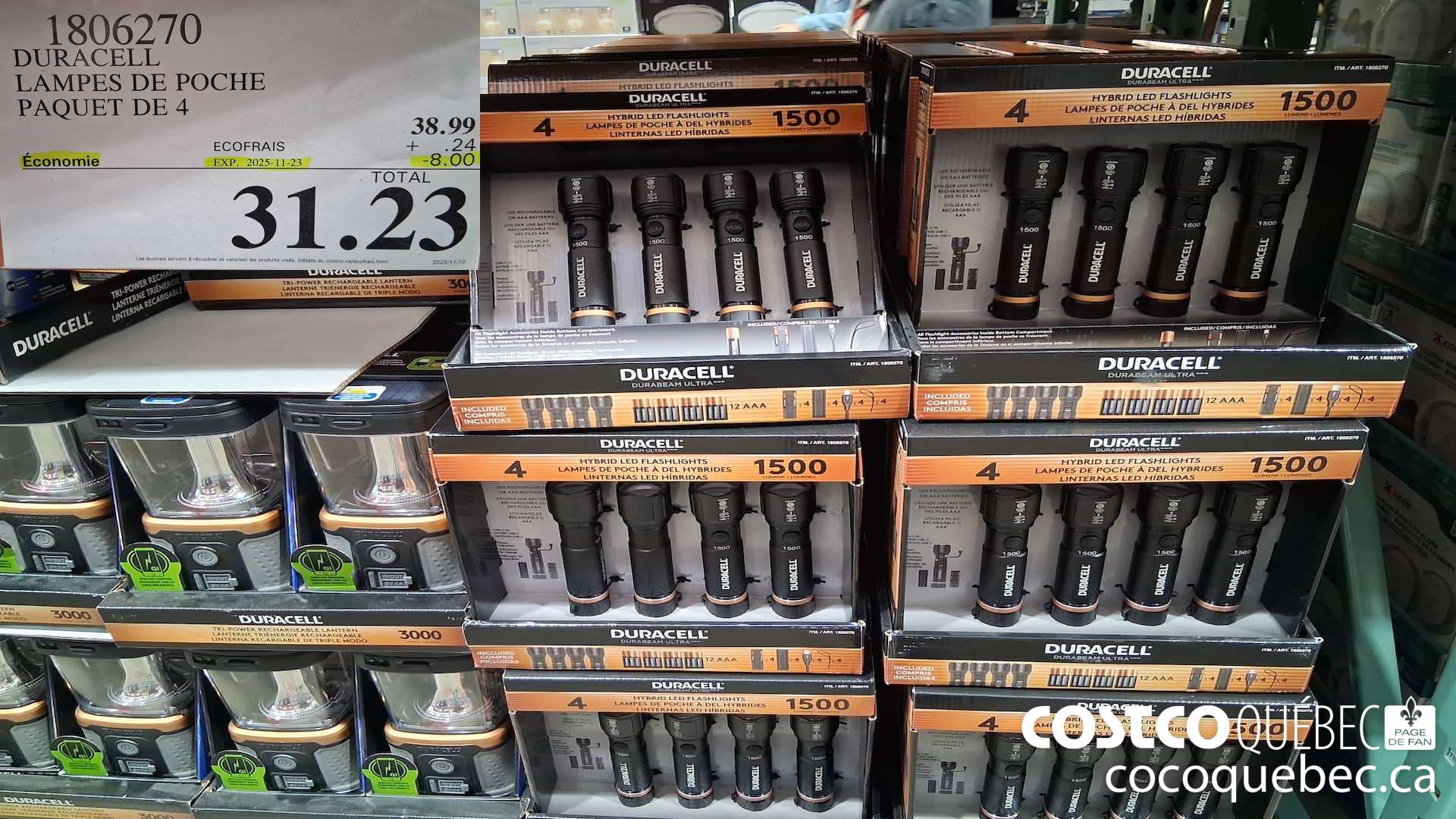 1806270 DURACELL LAMPES DE POCHE PAQUET DE 4  ($8.00 INSTANT SAVINGS EXPIRES ON 2025-11-23) $31.23