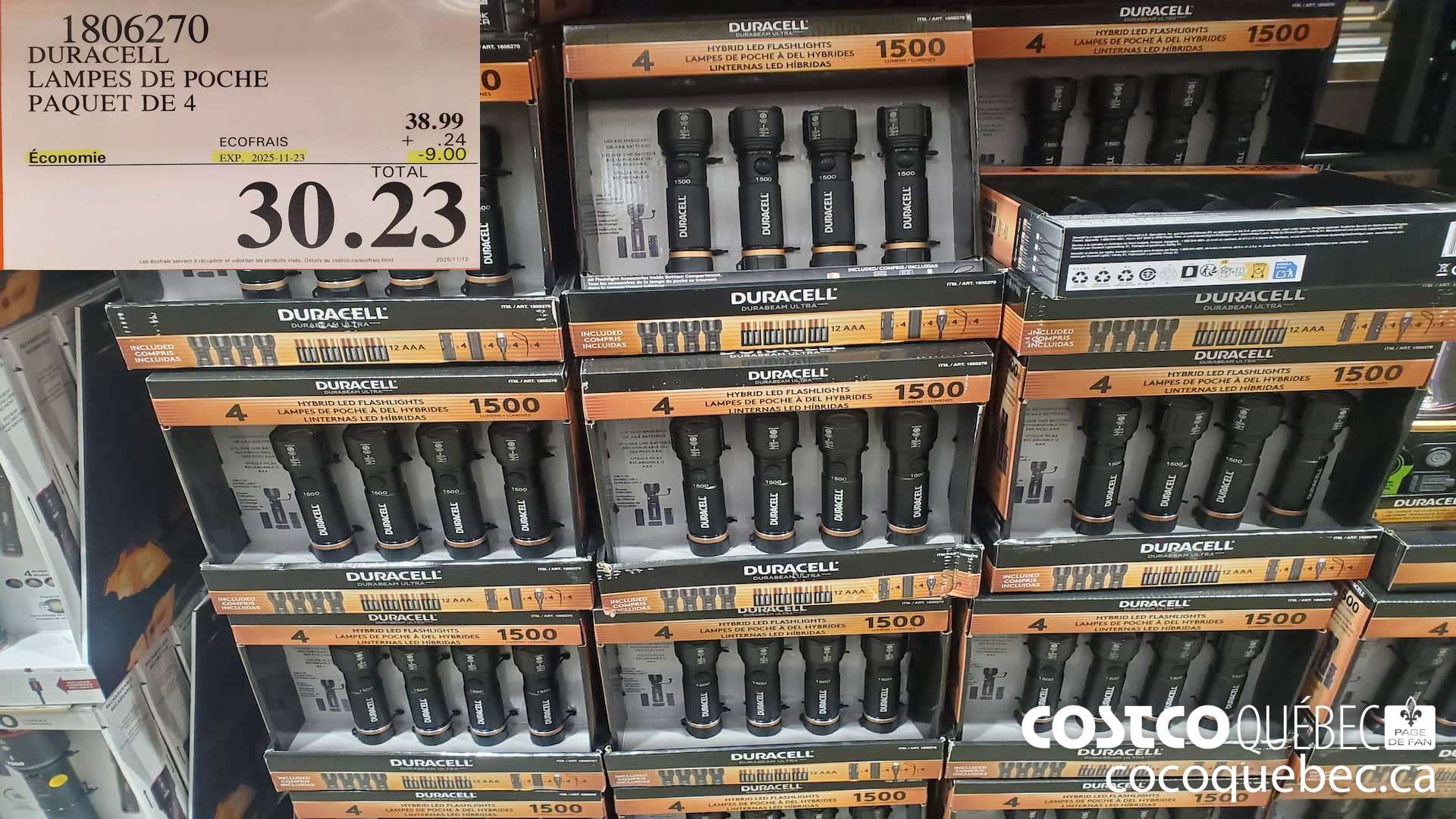 1806270 DURACELL LAMPES DE POCHE PAQUET DE 4  ($8.00 INSTANT SAVINGS EXPIRES ON 2025-11-23) $31.23
