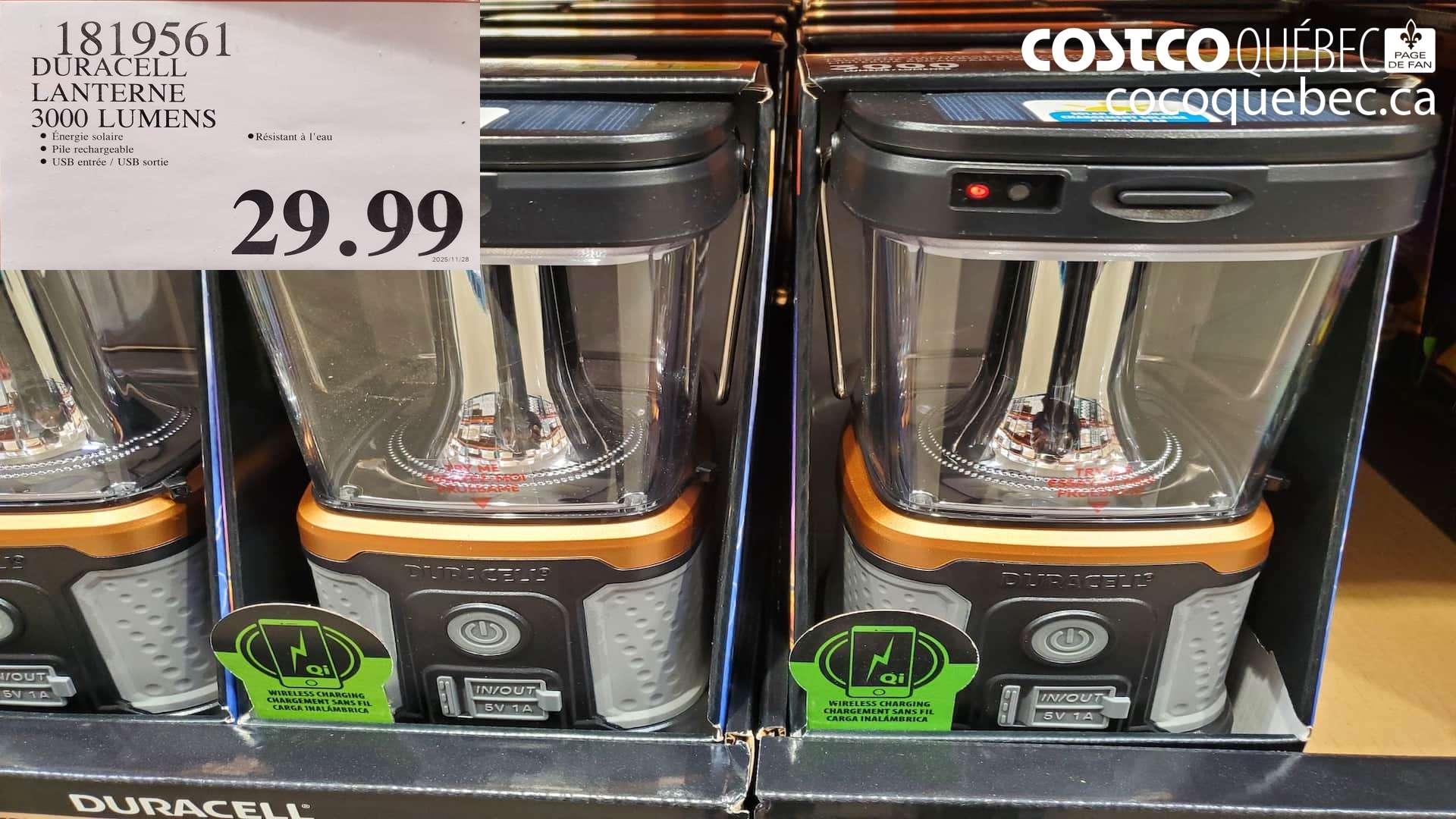 1819561 DURACELL LANTERNE 3000 LUMENS  $29.99