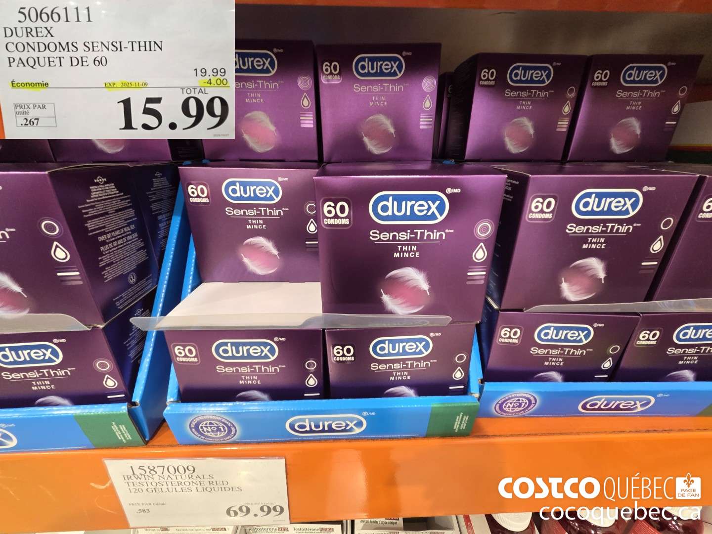 5066111 DUREX CONDOMS SENSI-THIN PAQUET DE 60 ($3.00 INSTANT SAVINGS EXPIRES ON 2025-11-09) $15.99