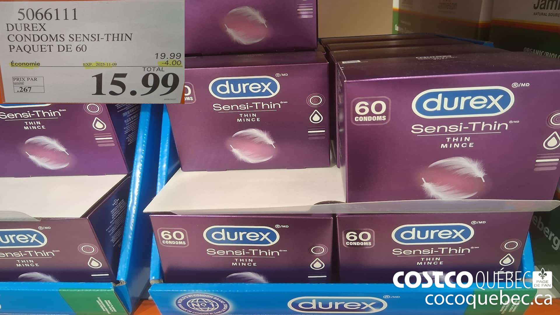 5066111 DUREX CONDOMS SENSI-THIN PAQUET DE 60 ($4.00 INSTANT SAVINGS EXPIRES ON 2025-11-09) $15.99