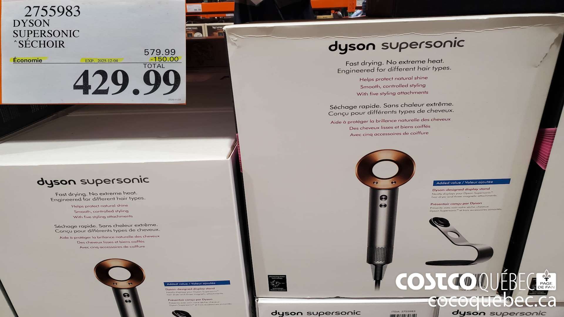 2755983 DYSON SUPERSONIC SECHOIR AVEC PRESENTOIR  ($150.00 INSTANT SAVINGS EXPIRES ON 2025-12-04) $429.99