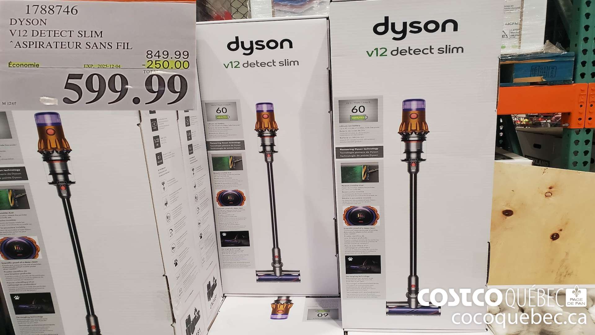 1788746 DYSON V12 DETECT ASPIRATEUR BALAI SANS FIL  ($250.00 INSTANT SAVINGS EXPIRES ON 2025-12-04) $599.99