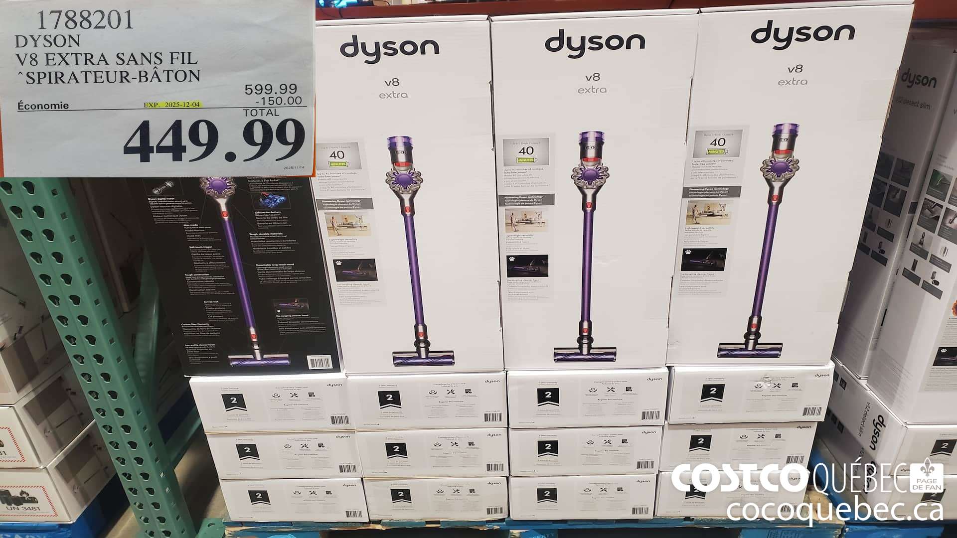 1788201 DYSON V8 EXTRA SANS FIL SPIRATEUR-BATON  ($150.00 INSTANT SAVINGS EXPIRES ON 2025-12-04) $499.99