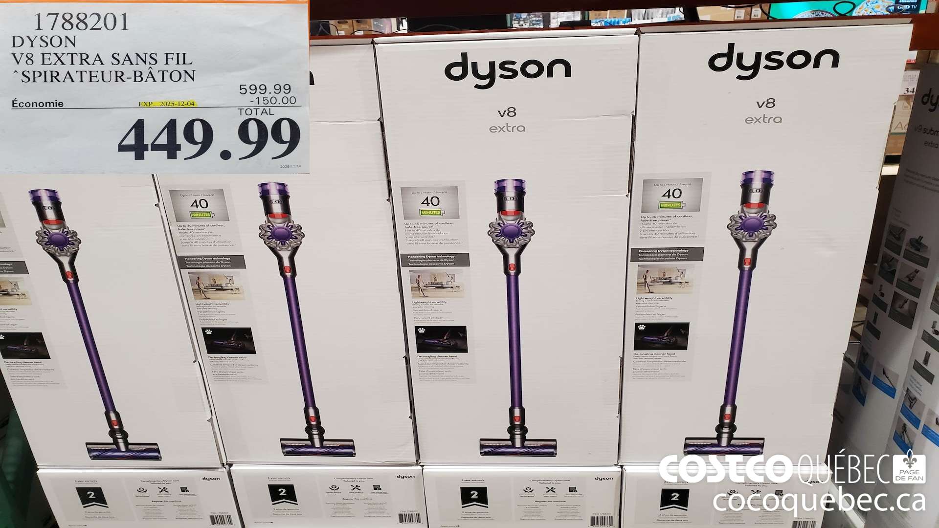 1788201 DYSON V8 EXTRA SANS FIL SPIRATEUR-BATON  ($150.00 INSTANT SAVINGS EXPIRES ON 2025-12-04) $449.99