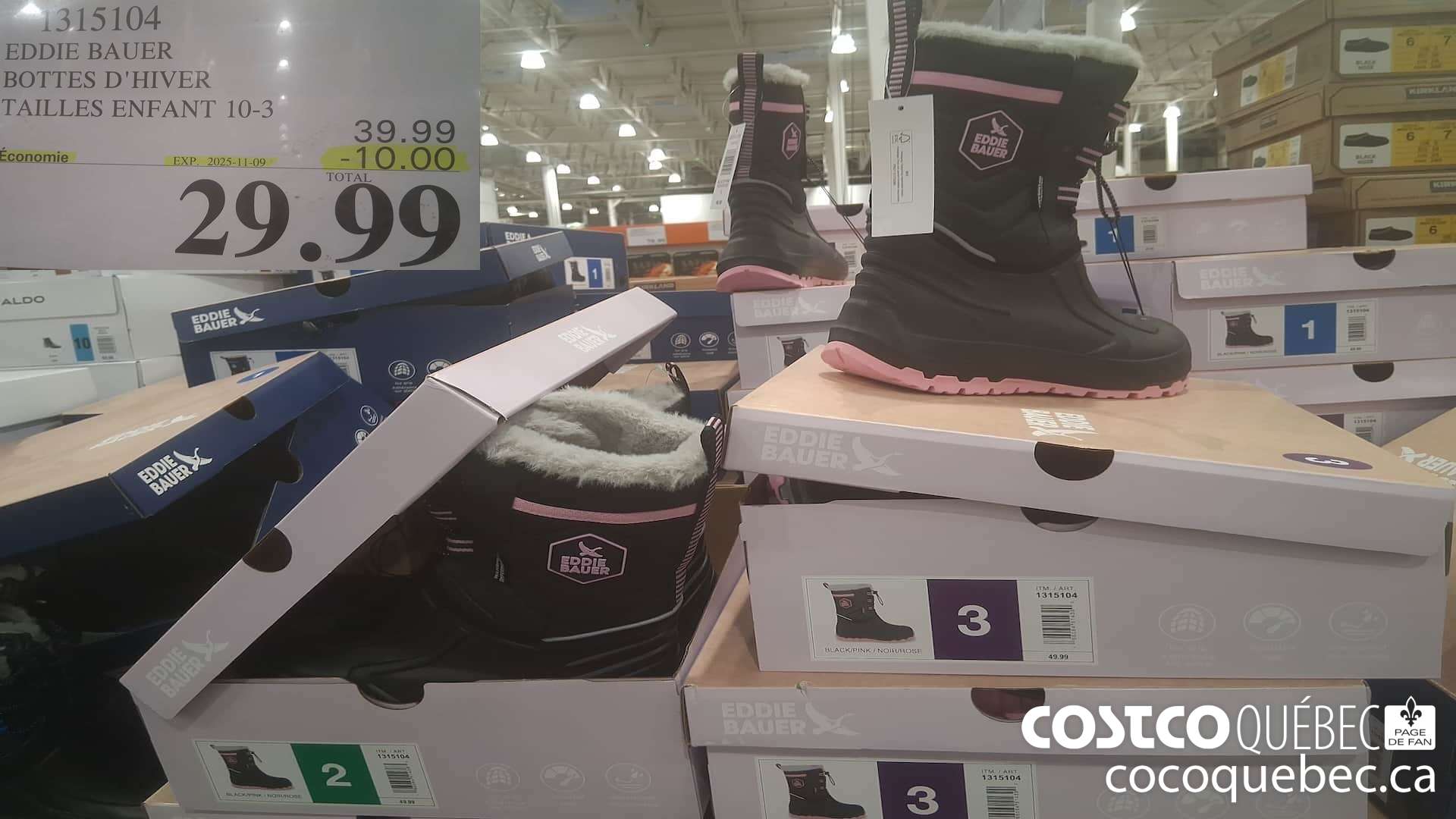 1315104 EDDIE BAUER BOTTES D'HIVER TAILLES ENFANT 10-3  ($10.00 INSTANT SAVINGS EXPIRES ON 2025-11-09) $29.99
