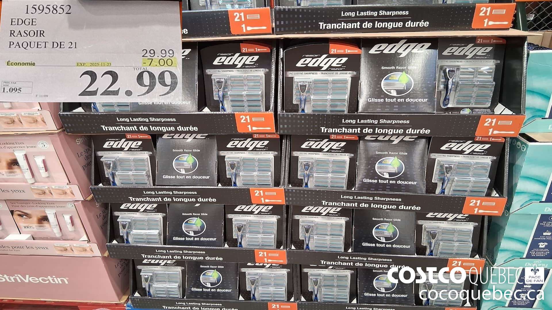 1595852 EDGE RASOIR 21 CARTOUCHES  ($7.00 INSTANT SAVINGS EXPIRES ON 2025-11-23) $22.99