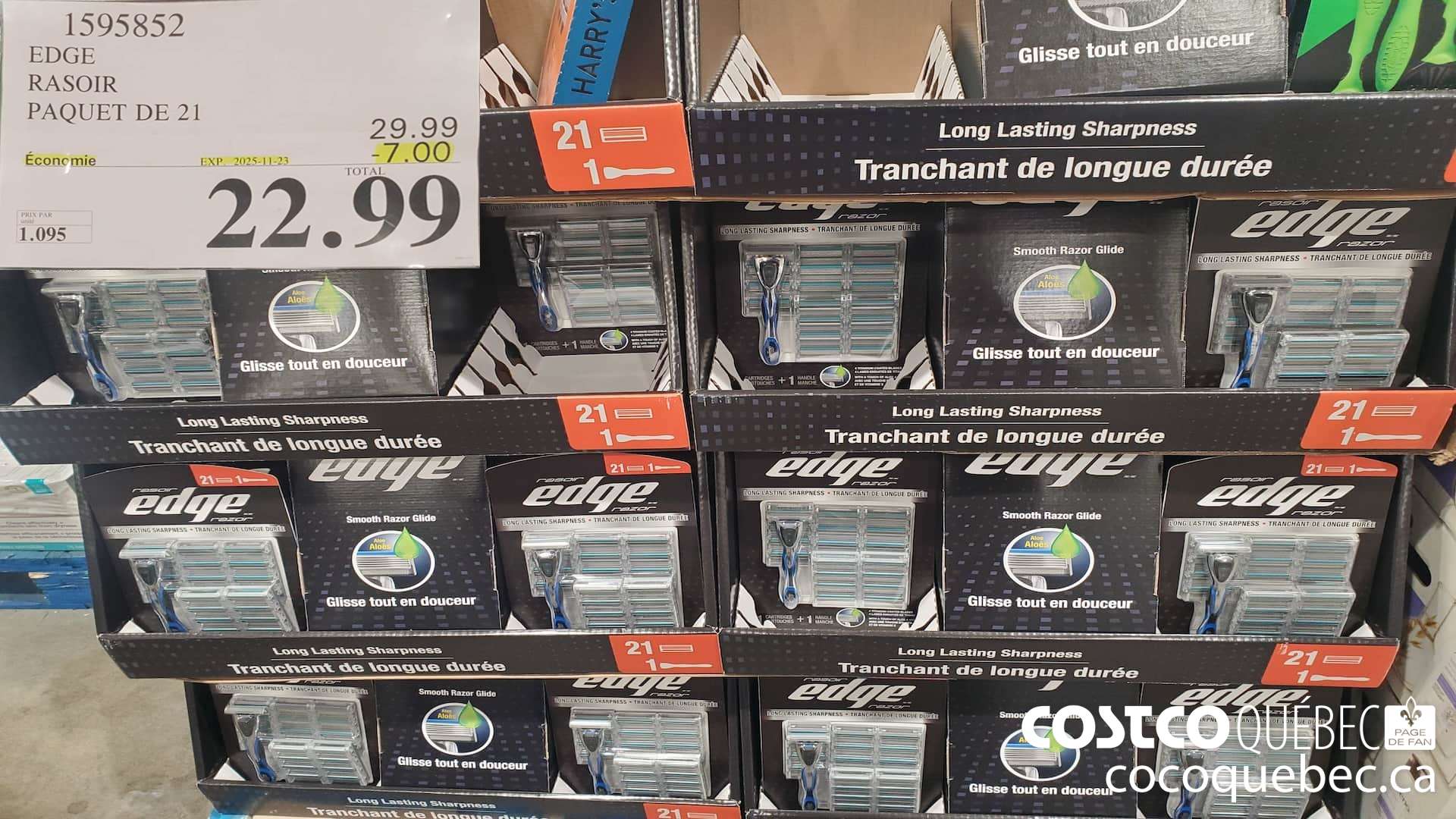 1595852 EDGE RASOIR 21 CARTOUCHES  ($7.00 INSTANT SAVINGS EXPIRES ON 2025-11-23) $22.99