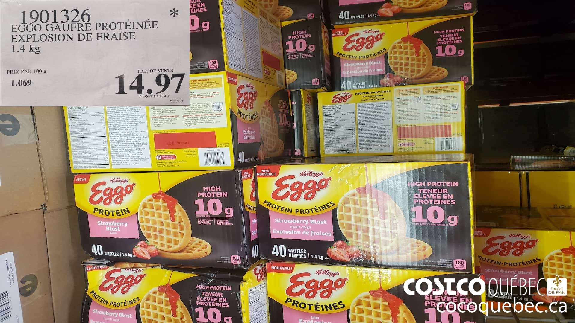 1901326 EGGO GAUFRE PROTEINEE EXPLOSION DE FRAISE 1.4 kg  $14.97