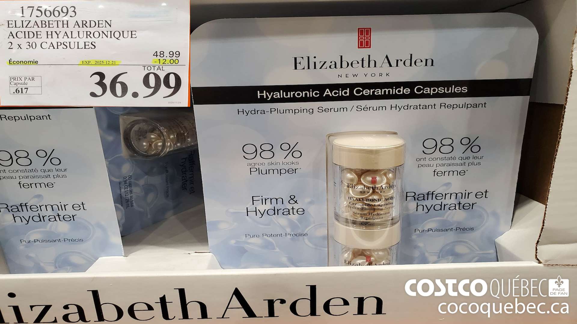 1756693 ELIZABETH ARDEN ACIDE HYALURONIQUE 2 x 30 CAPSULES  ($12.00 INSTANT SAVINGS EXPIRES ON 2025-12-21) $36.99