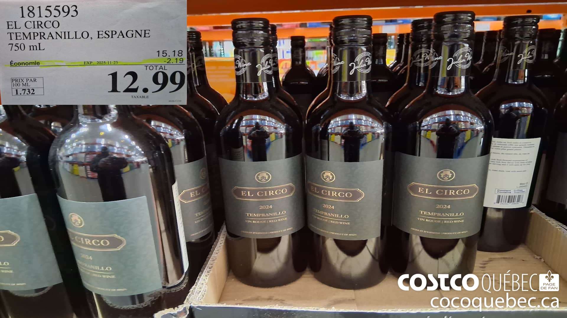 1815593 EL CIRCO TEMPRANILLO, ESPAGNE 750ML ($2.19 INSTANT SAVINGS EXPIRES ON 2025-11-23) $12.99