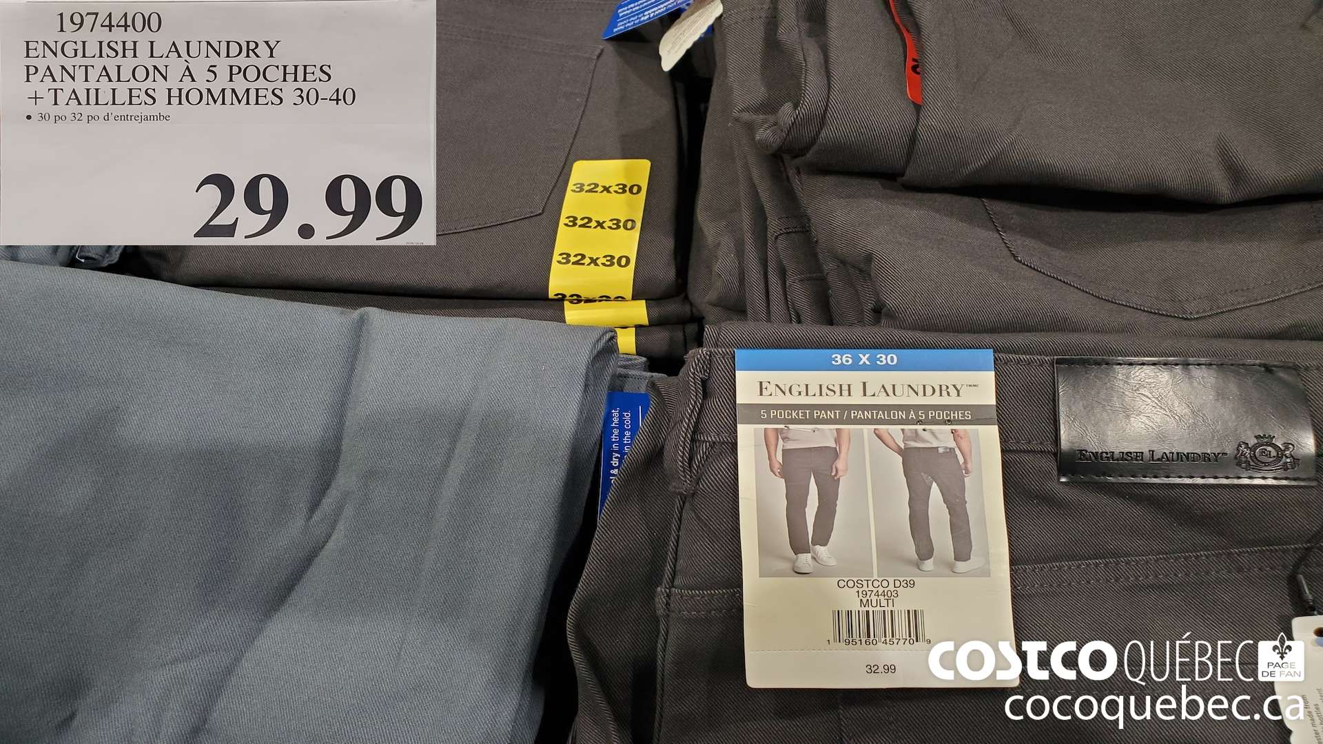 1974400 ENGLISH LAUNDRY PANTALON A 5 POCHES +TAILLES HOMMES 30-40  $29.99