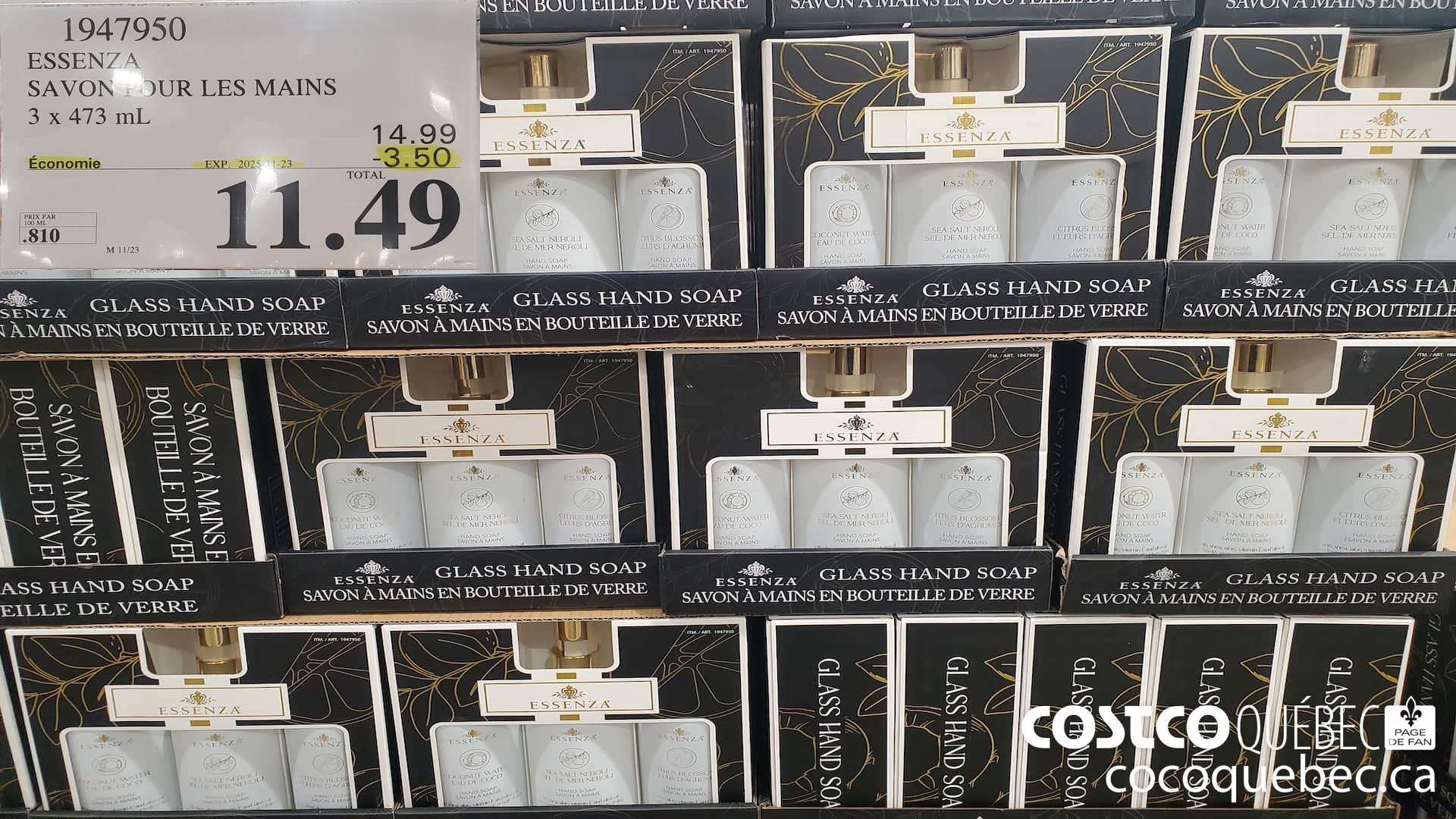 1947950 ESSENZA SAVON POUR LES MAINS 3 X 473ML ($3.50 INSTANT SAVINGS EXPIRES ON 2025-11-23) $11.49