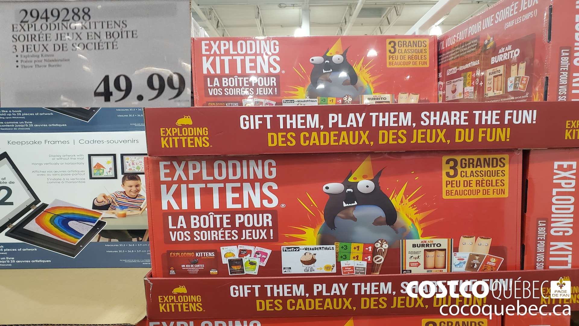 2949288 EXPLODING KITTENS SOIREE JEUX EN BOITE 3 JEUX DE SOCIETE  $49.99
