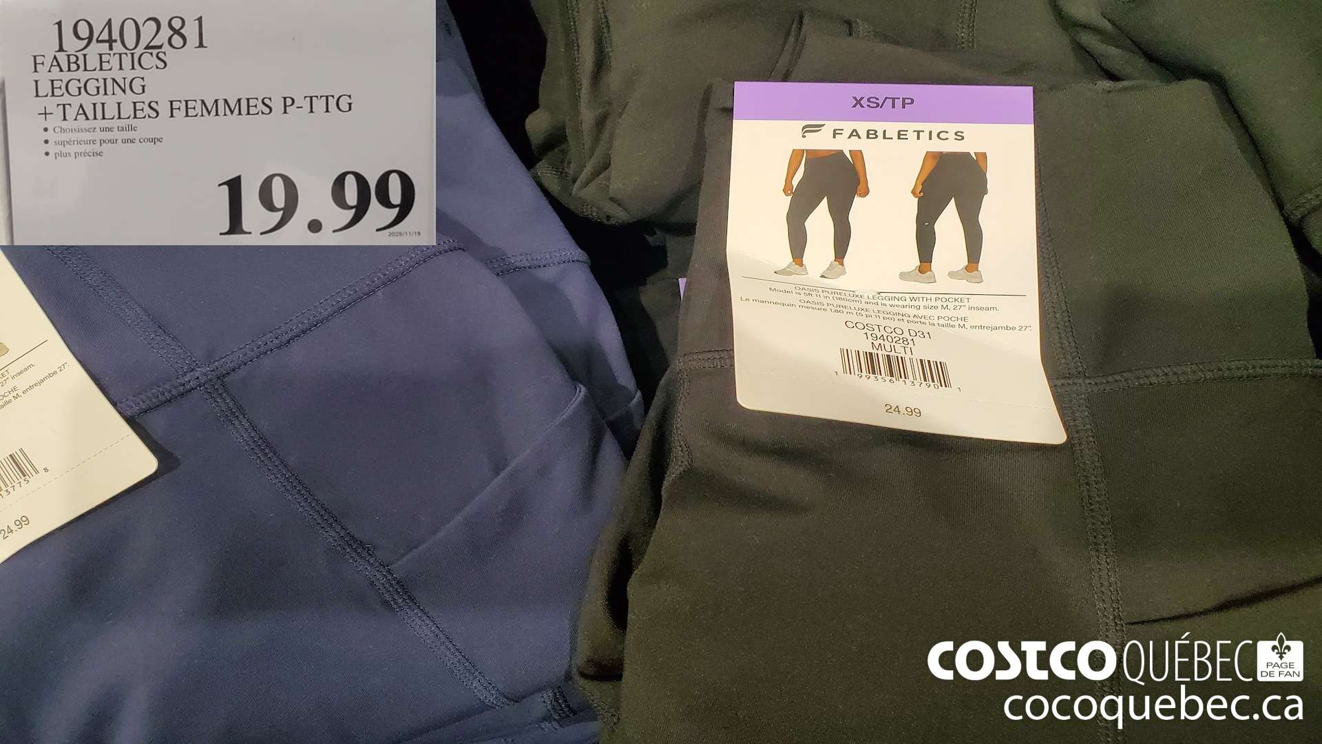 1940281 FABLETICS LEGGING +TAILLES FEMMES P-TTG  $19.99