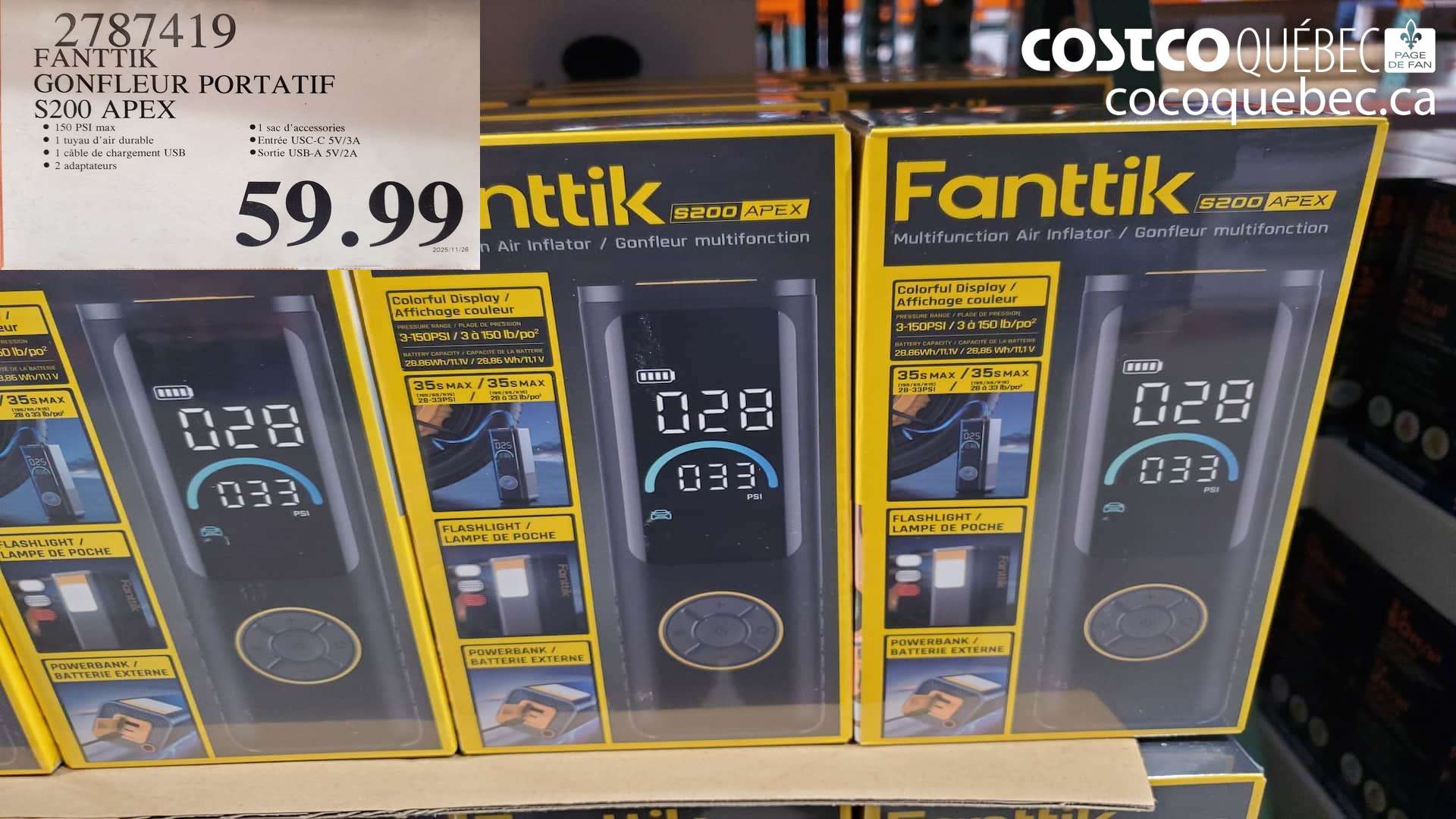 2787419 FANTTIK GONFLEUR PORTATIF S200 APEX $59.99