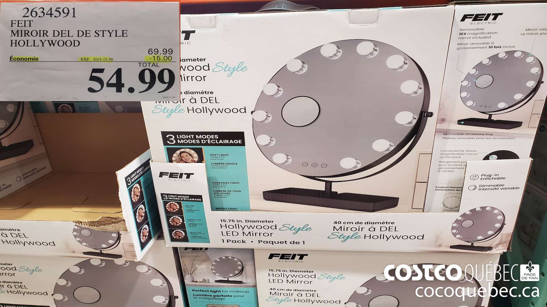 2634591 FEIT MIROIR DEL DE STYLE HOLLYWOOD ($15.00 INSTANT SAVINGS EXPIRES ON 2025-11-30) $54.99