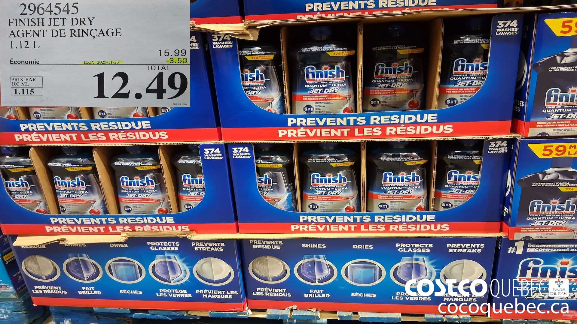 2964545 FINISH JET DRY AGENT DE RINCAGE 1.12L ($3.50 INSTANT SAVINGS EXPIRES ON 2025-11-23) $12.49