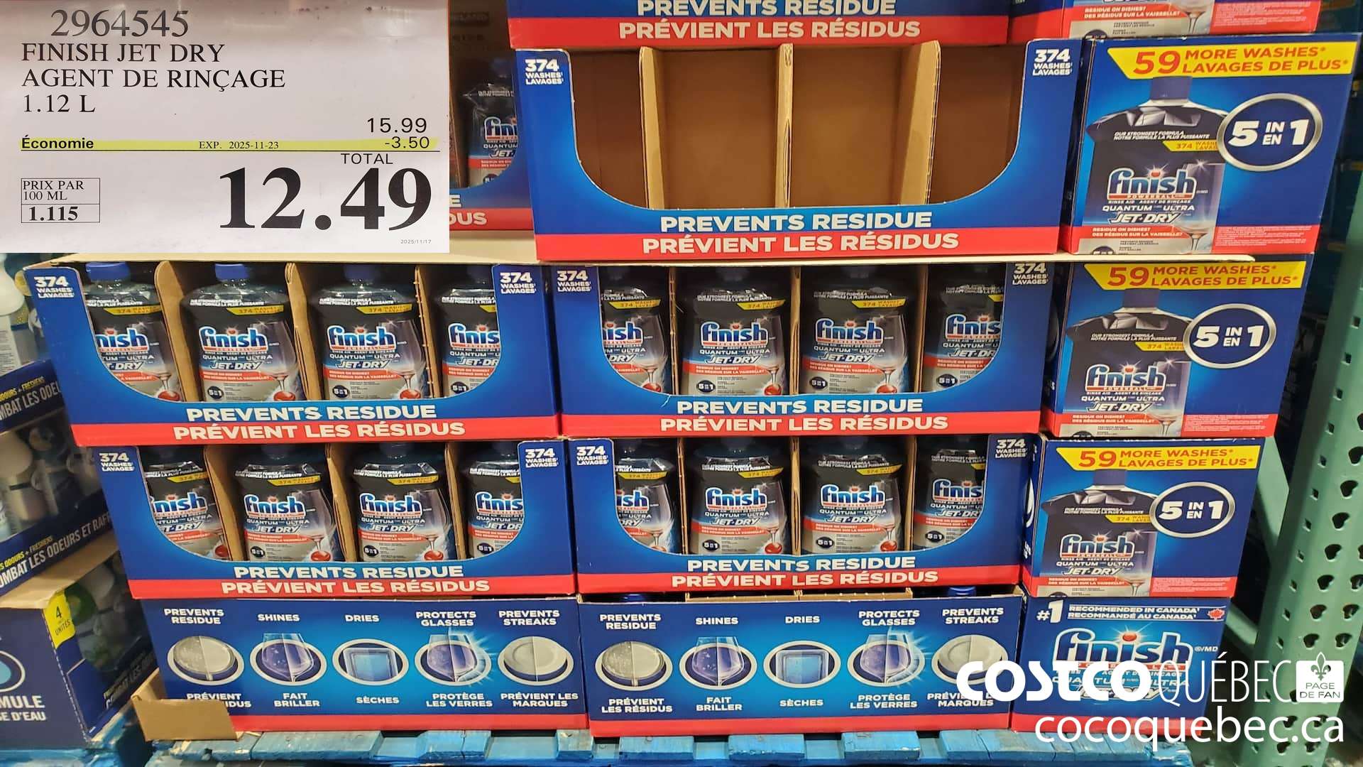 2964545 FINISH JET DRY AGENT DE RINCAGE 1.12L ($3.50 INSTANT SAVINGS EXPIRES ON 2025-11-23) $12.49