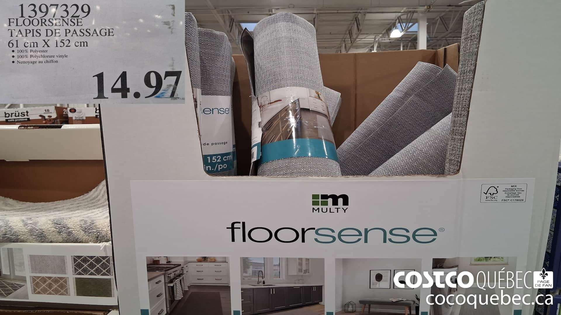 1397329 FLOORSENSE TAPIS DE PASSAGE 61 CM X 152 CM $14.97