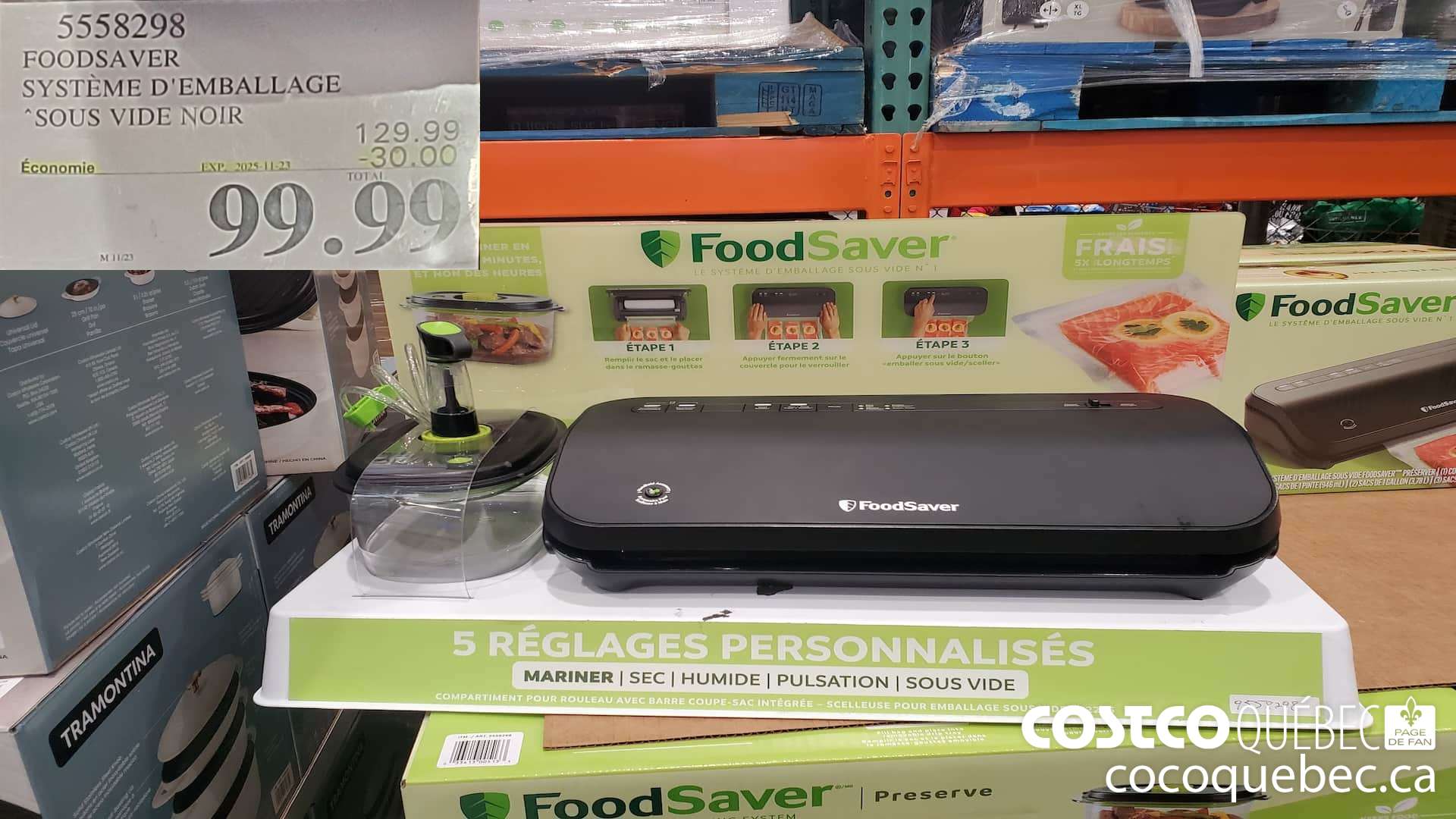 5558298 FOODSAVER SYSTEME D'EMBALLAGE “SOUS VIDE NOIR  ($30.00 INSTANT SAVINGS EXPIRES ON 2025-11-23) $99.99