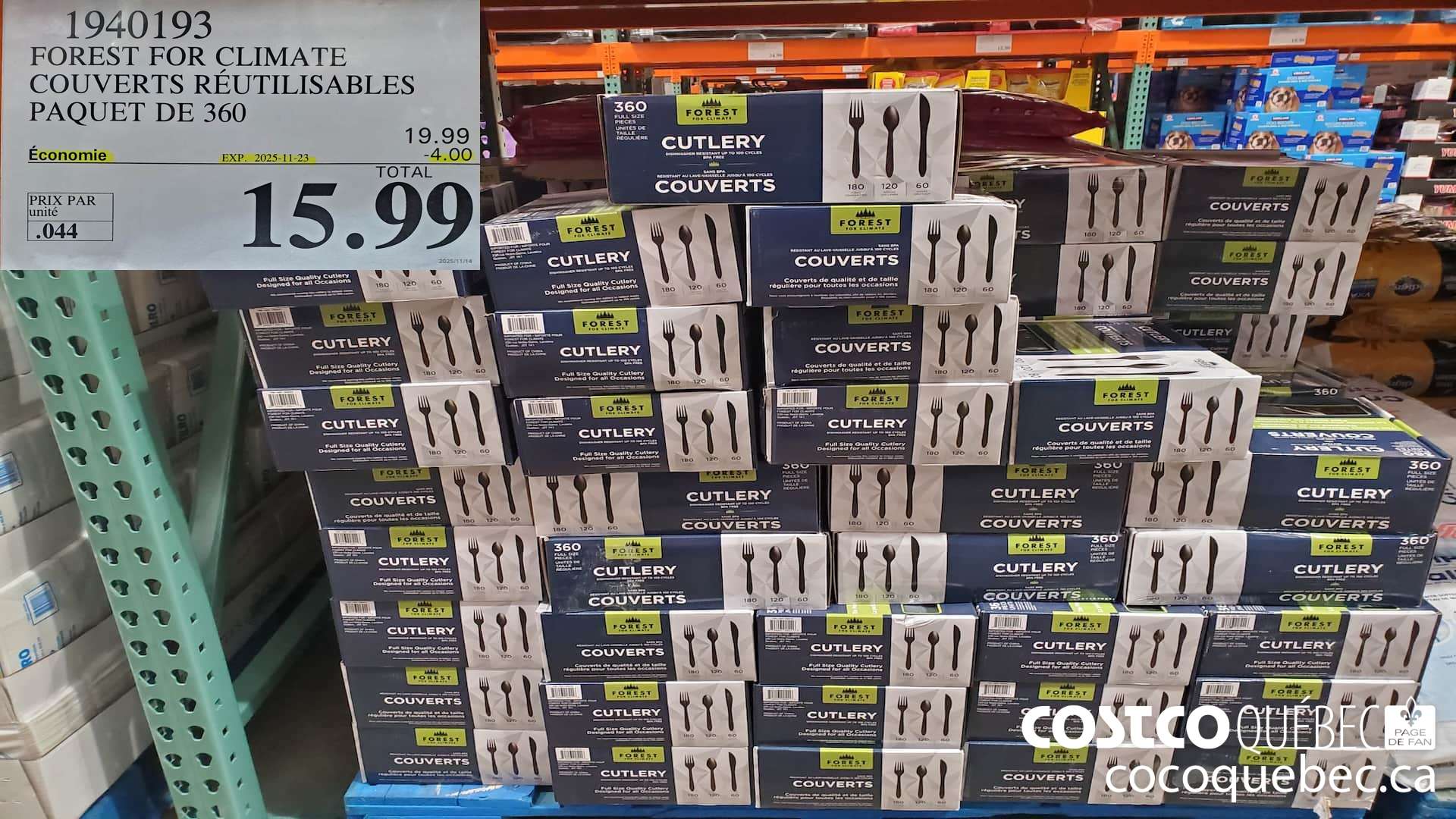 1940193 FOREST FOR CLIMATE COUVERTS REUTILISABLES PAQUET DE 360 ($4.00 INSTANT SAVINGS EXPIRES ON 2025-11-23) $15.99